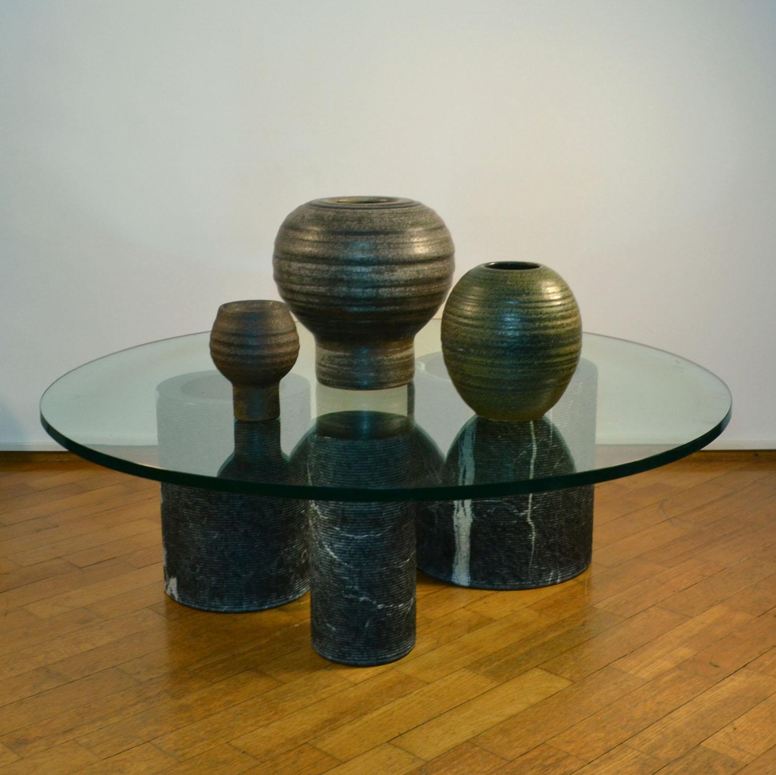 Large Sculptural Studio Ceramic Vases in Natural Tones For Sale 2