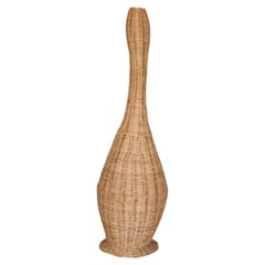 Large Sculptural Wicker Floor Lamp, France