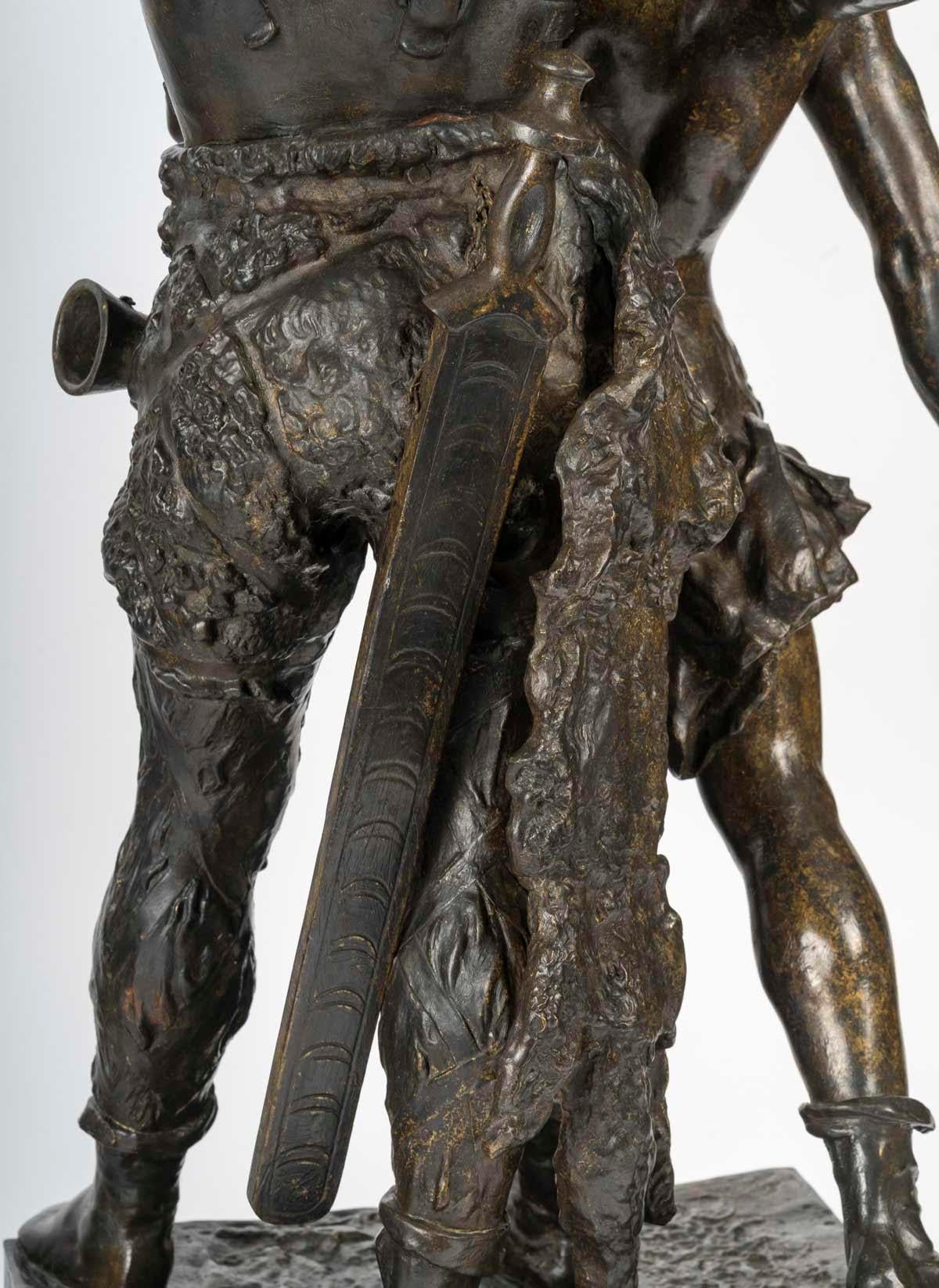 Grande scultura di Emile Laporte, bronzo patinato, XIX secolo, Napoleone III. in vendita 4