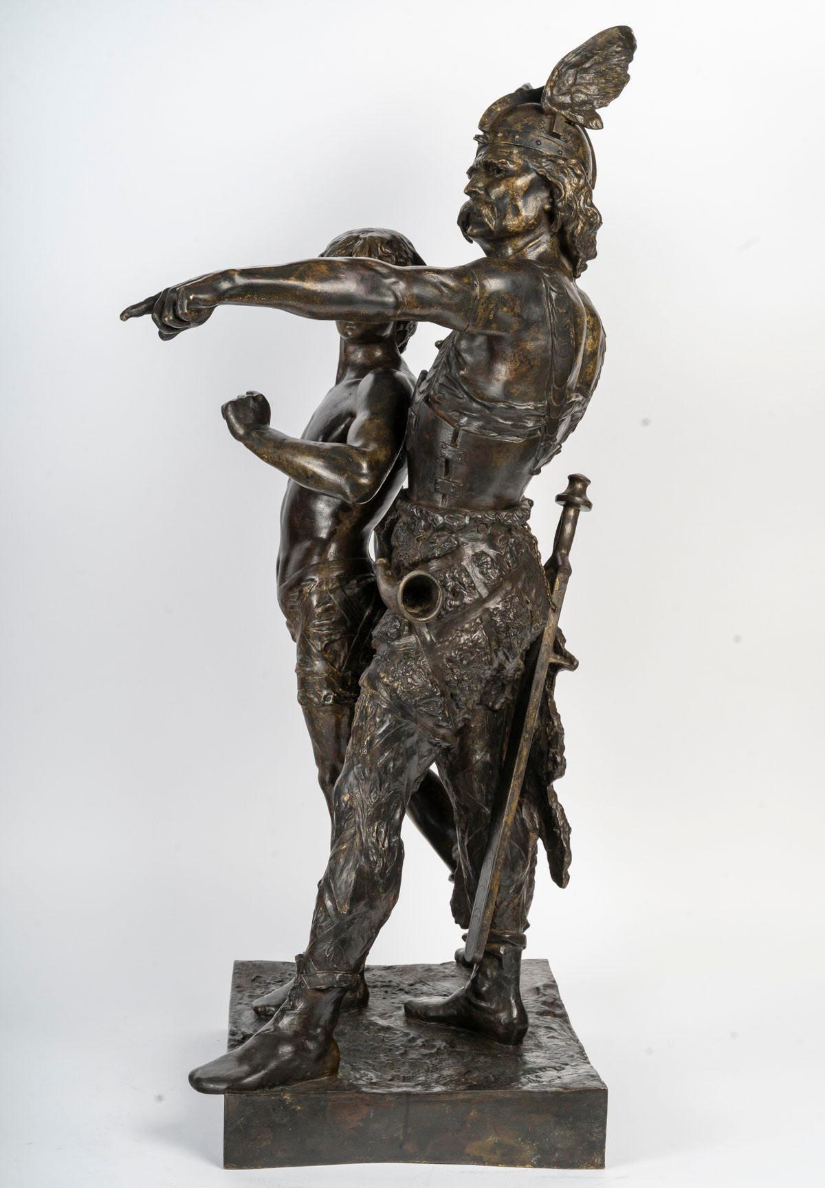 Grande scultura di Emile Laporte, bronzo patinato, XIX secolo, Napoleone III. in vendita 6