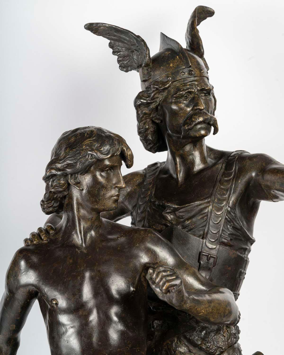 Grande scultura di Emile Laporte, in bronzo patinato, del XIX secolo, periodo Napoleone III.

Scultura in bronzo patinato di Emile Laporte, raffigurante Versingétorix, XIX secolo, periodo Napoleone III.

H. H. 90 cm, L. 60 cm, P. 46 cm.