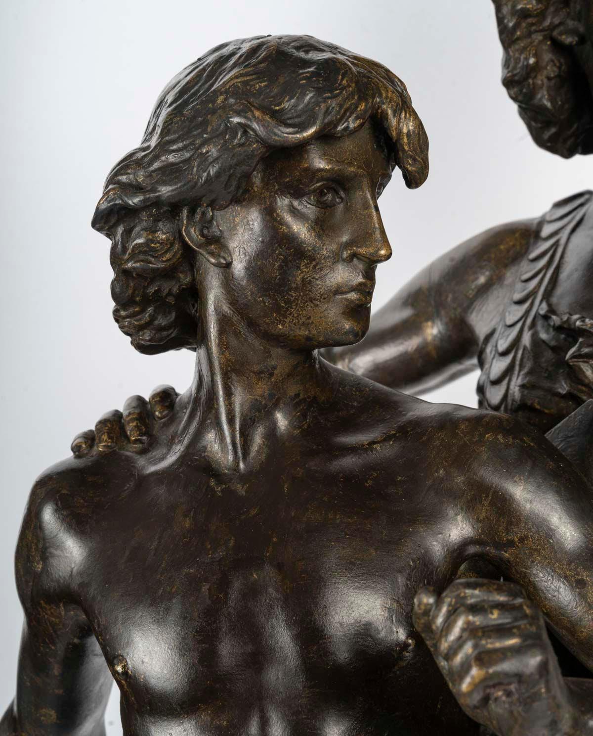 Francese Grande scultura di Emile Laporte, bronzo patinato, XIX secolo, Napoleone III. in vendita