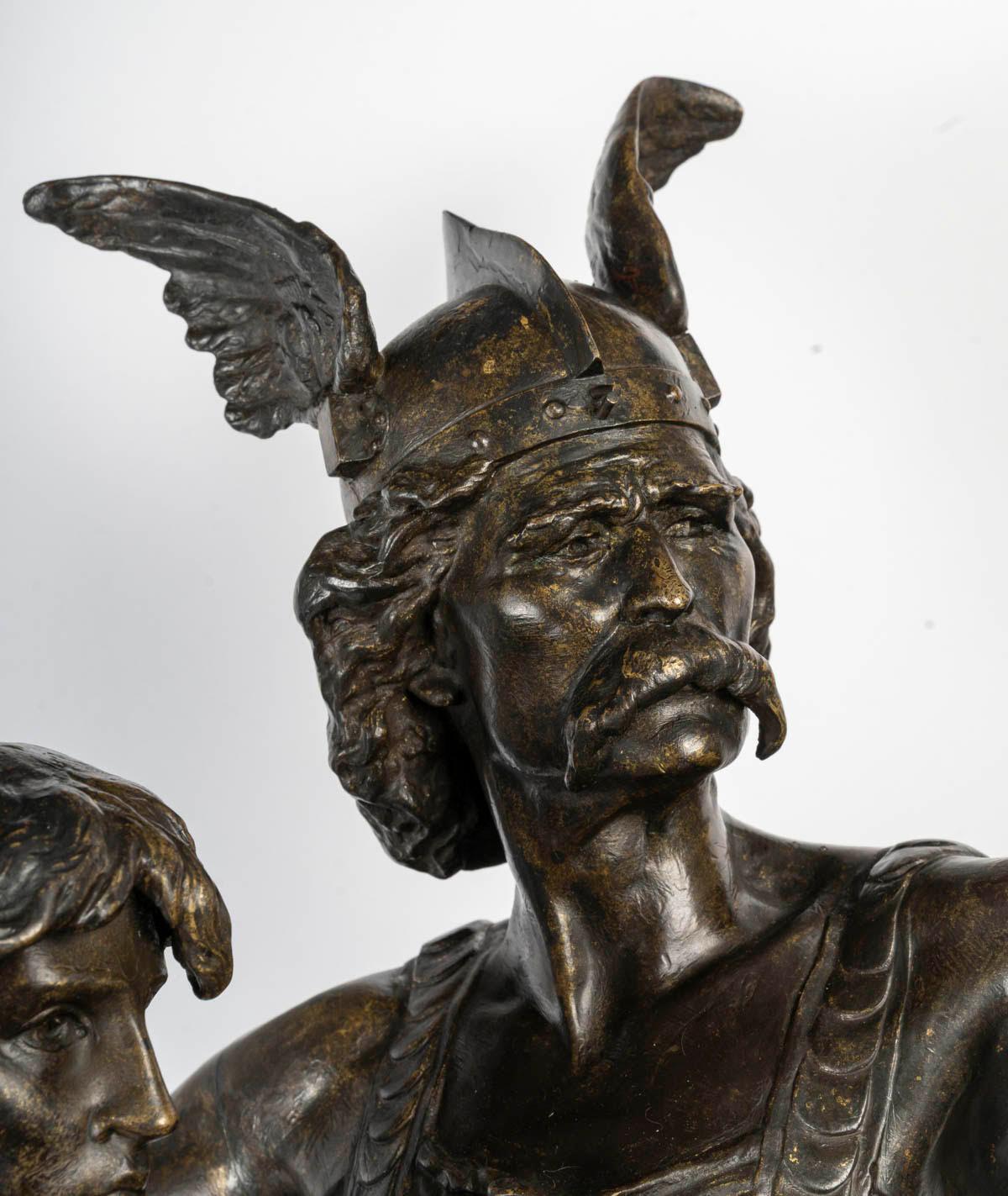 Patinato Grande scultura di Emile Laporte, bronzo patinato, XIX secolo, Napoleone III. in vendita