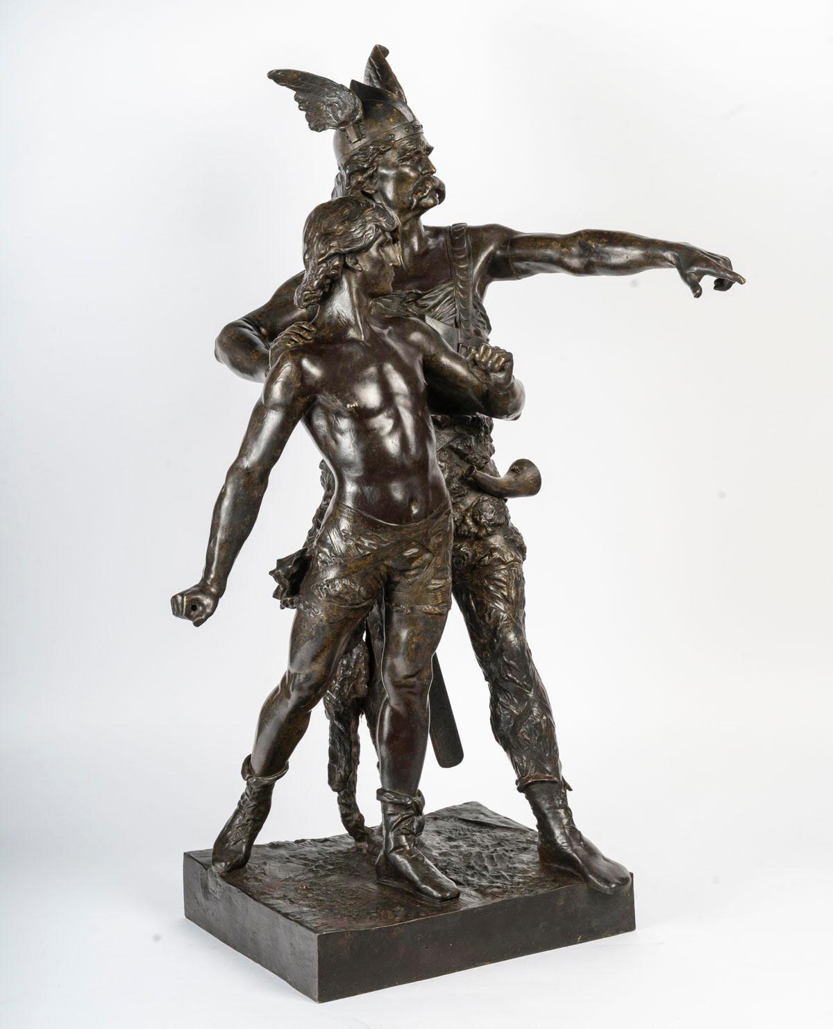 Bronzo Grande scultura di Emile Laporte, bronzo patinato, XIX secolo, Napoleone III. in vendita