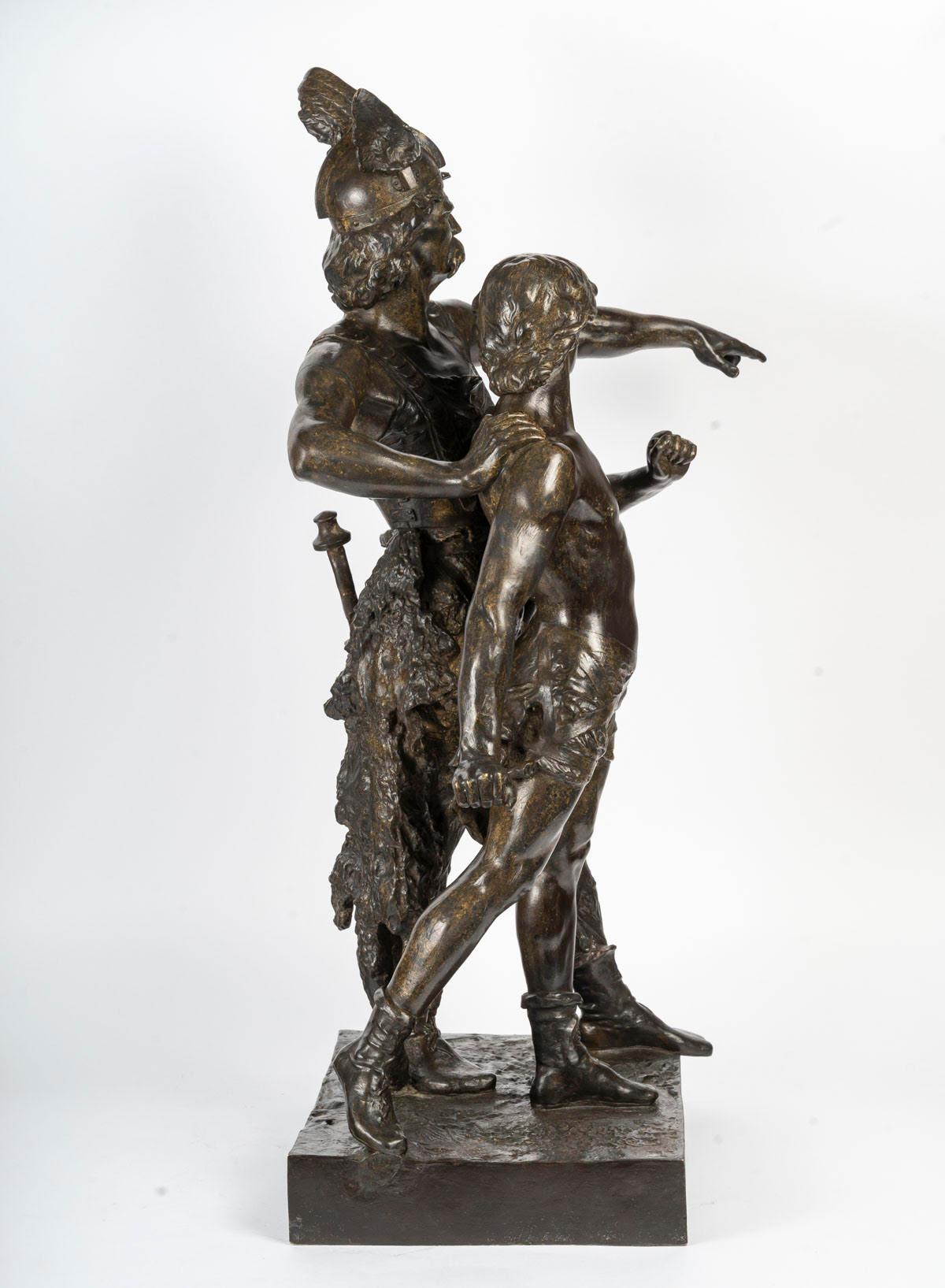 Grande scultura di Emile Laporte, bronzo patinato, XIX secolo, Napoleone III. in vendita 2