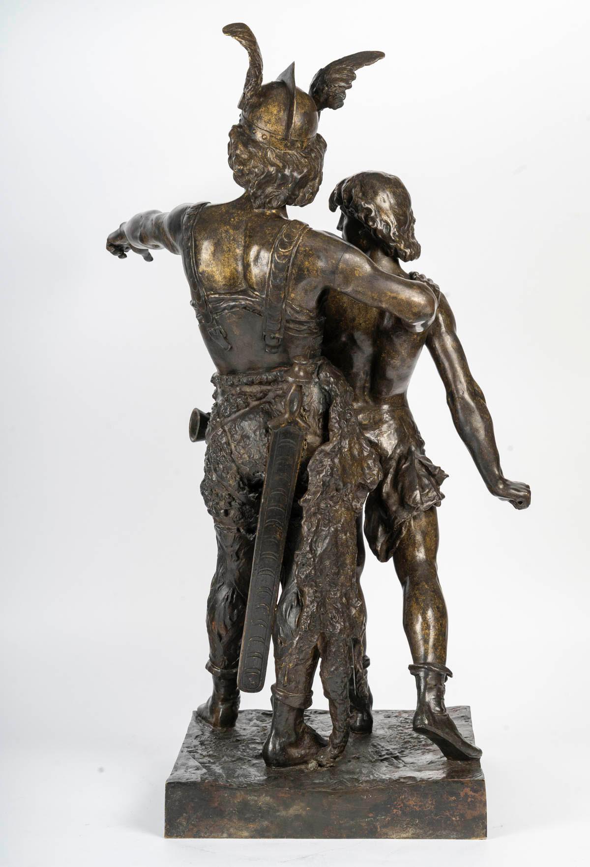 Grande scultura di Emile Laporte, bronzo patinato, XIX secolo, Napoleone III. in vendita 3