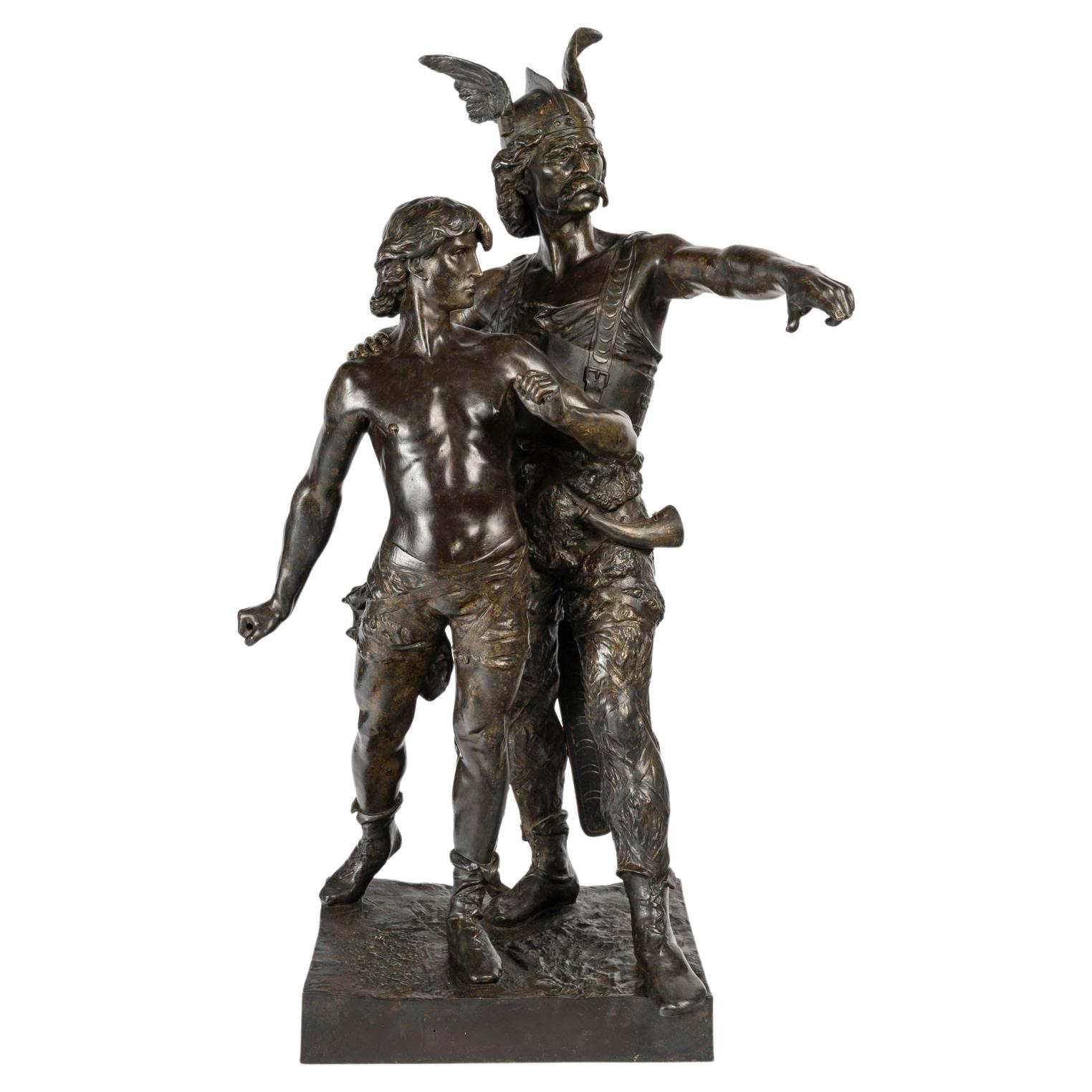 Grande scultura di Emile Laporte, bronzo patinato, XIX secolo, Napoleone III.