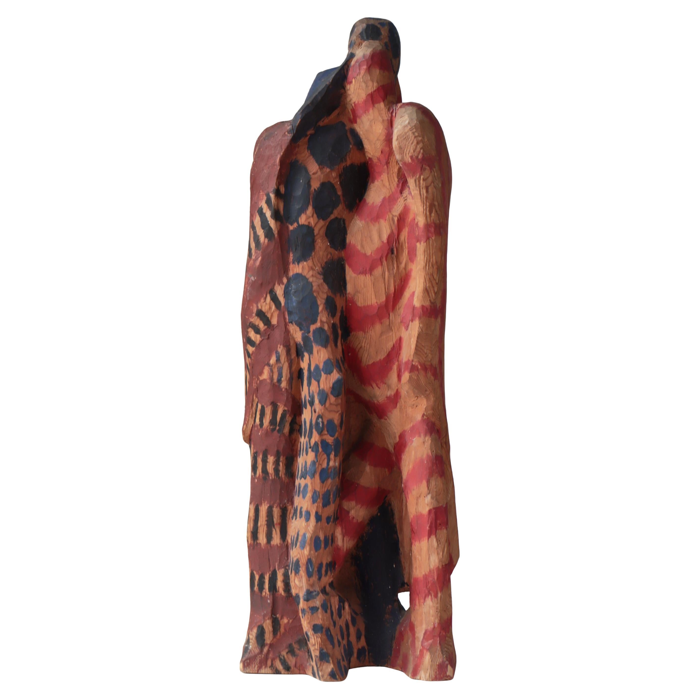 Large Sculpture by Erik Höglund Carved and Painted Pinewood, Sweden, 1950s For Sale