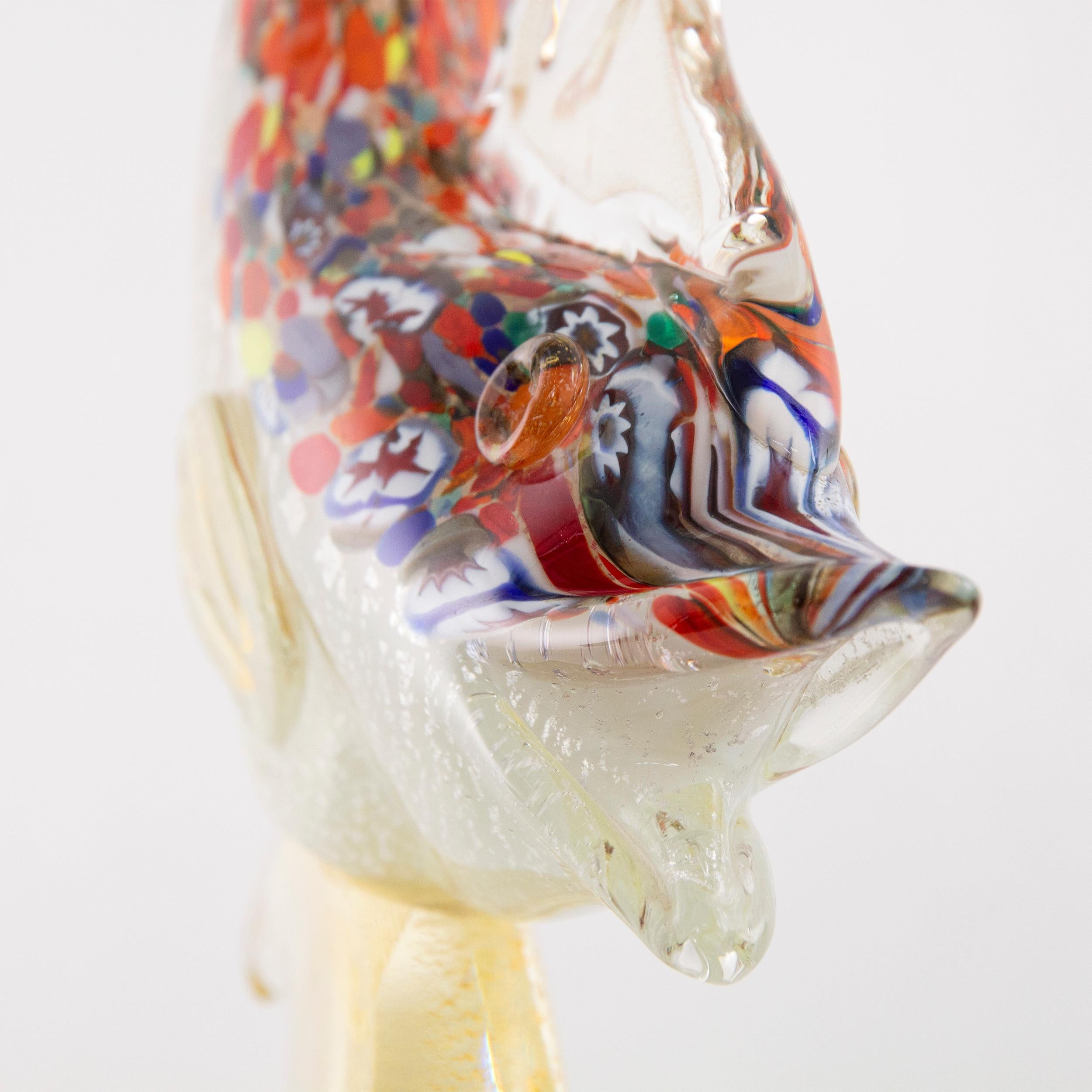 Große Skulptur Fisch künstlerischen Murano-Glas, mehrfarbig und Gold, Made in Italy im Angebot 2