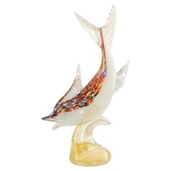 Große Skulptur Fisch künstlerischen Murano-Glas, mehrfarbig und Gold, Made in Italy