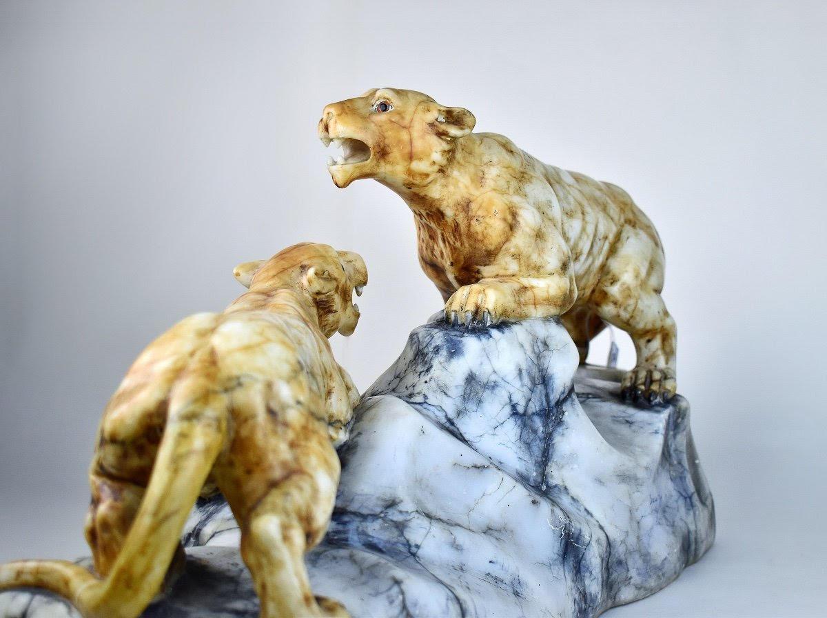 20th Century Large Sculpture in Alabaster by Alberto Saccardi, circa 1920, Art Nouveau Period