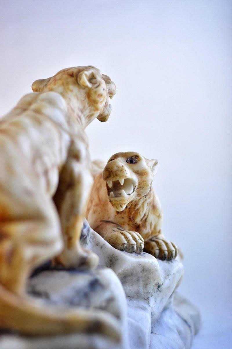 Large Sculpture in Alabaster by Alberto Saccardi, circa 1920, Art Nouveau Period 1