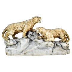 Large Sculpture in Alabaster by Alberto Saccardi, circa 1920, Art Nouveau Period