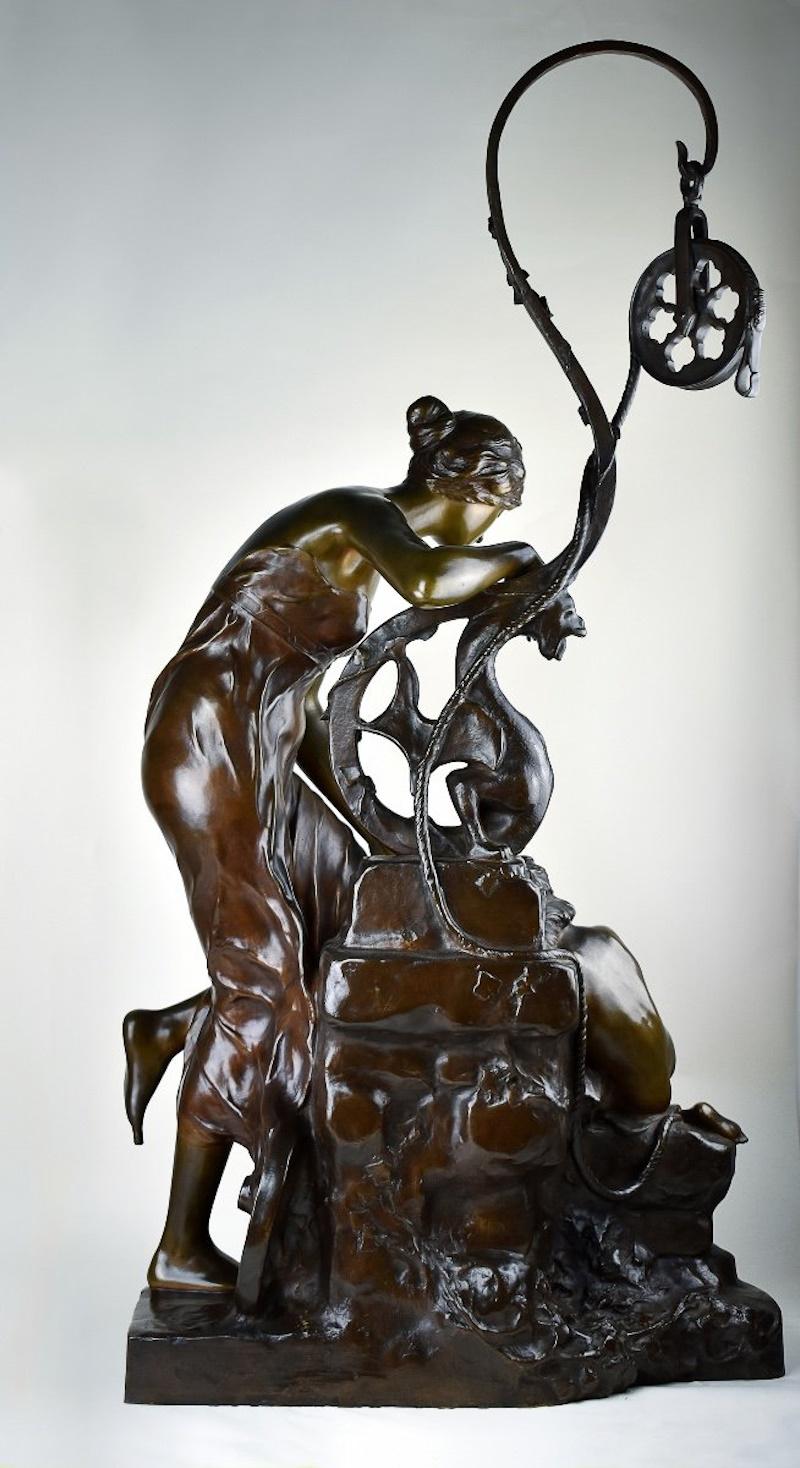 Grande scultura in bronzo patinato di HENRY Vidal, CIRCA 1900, Art Nouveau. in vendita 3