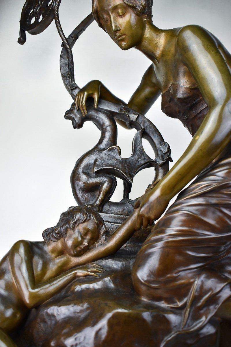 Grande scultura in bronzo patinato di HENRY Vidal, CIRCA 1900, Art Nouveau. in vendita 5