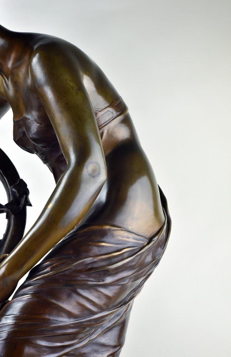 Bronzo Grande scultura in bronzo patinato di HENRY Vidal, CIRCA 1900, Art Nouveau. in vendita