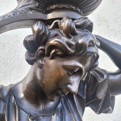 Grande scultura in legno, alta 185 cm, Wood Wood con vaso, XIX secolo