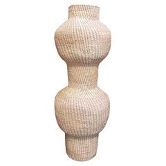Large Sculpture Made of Handwoven Palm Leaves with Two Spheres