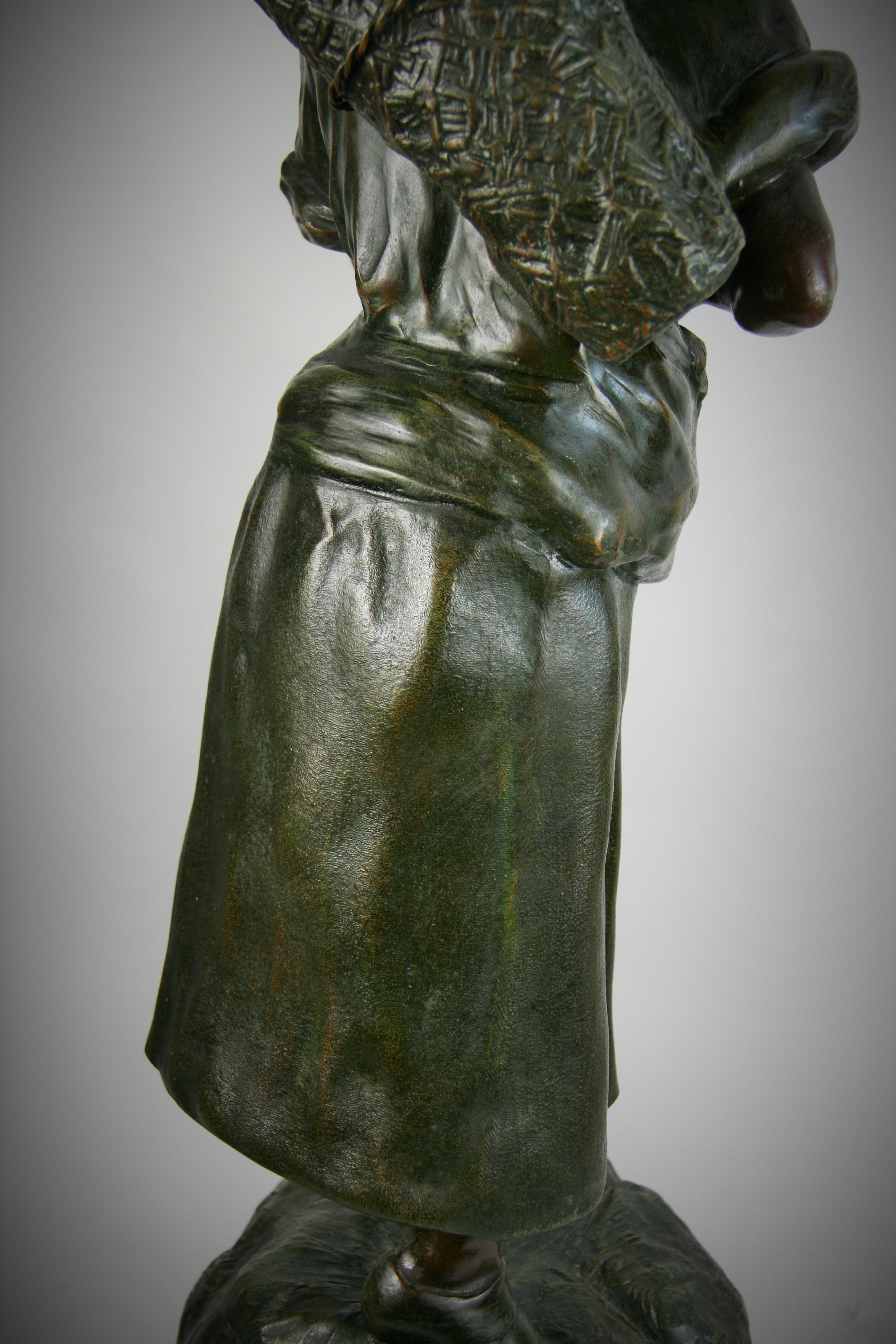 Large Sculpture of a French Woman with a Basket by A.Cadet 5