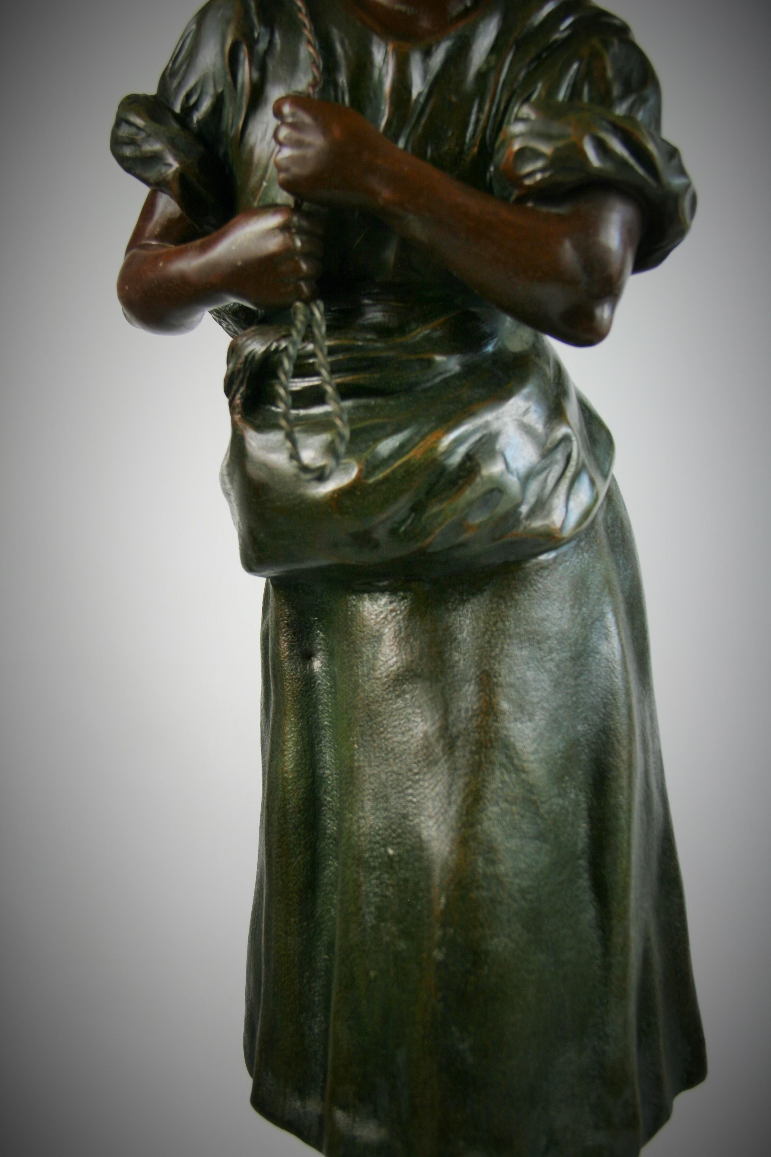 Large Sculpture of a French Woman with a Basket by A.Cadet 11