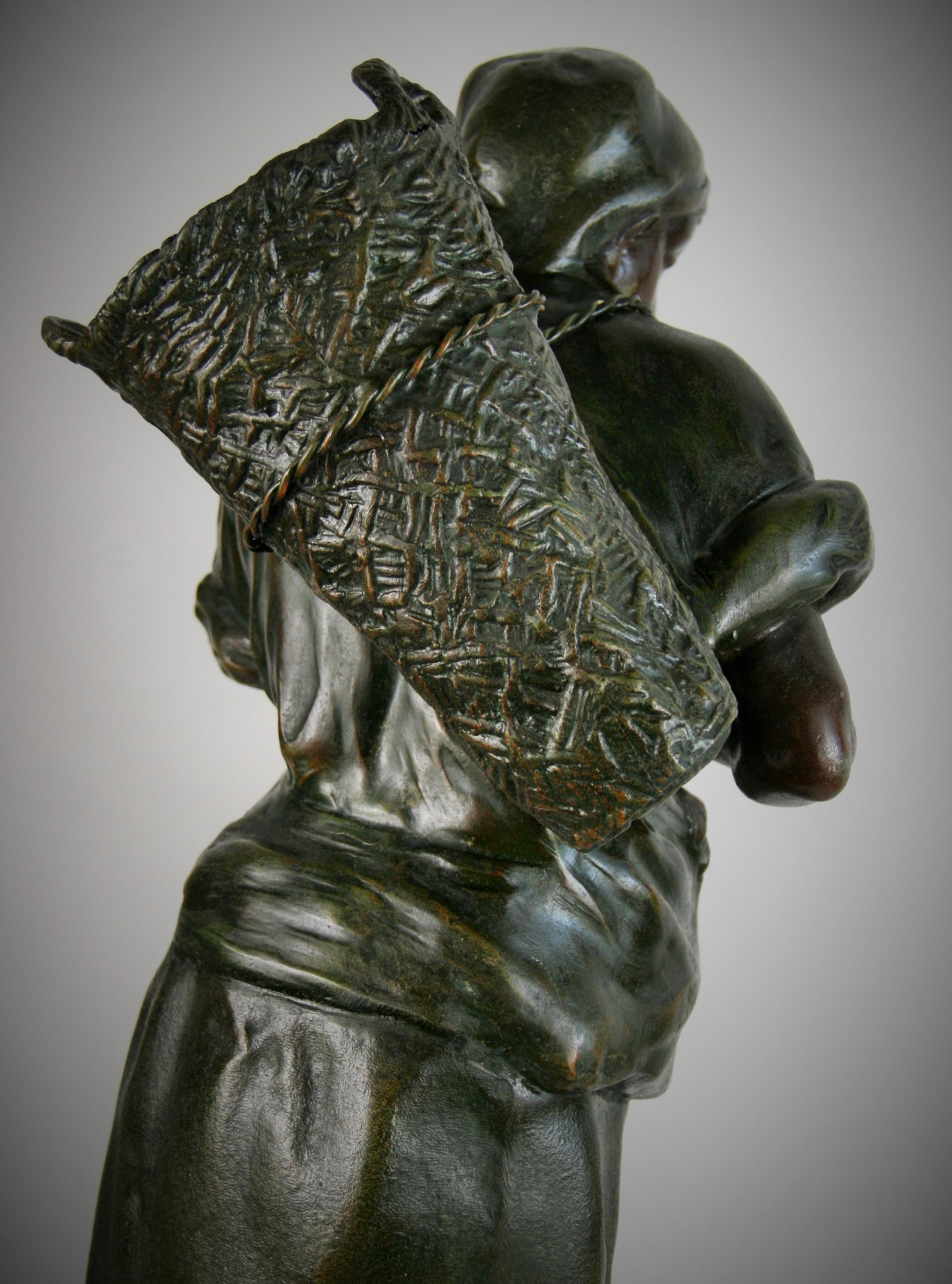 Large Sculpture of a French Woman with a Basket by A.Cadet 4