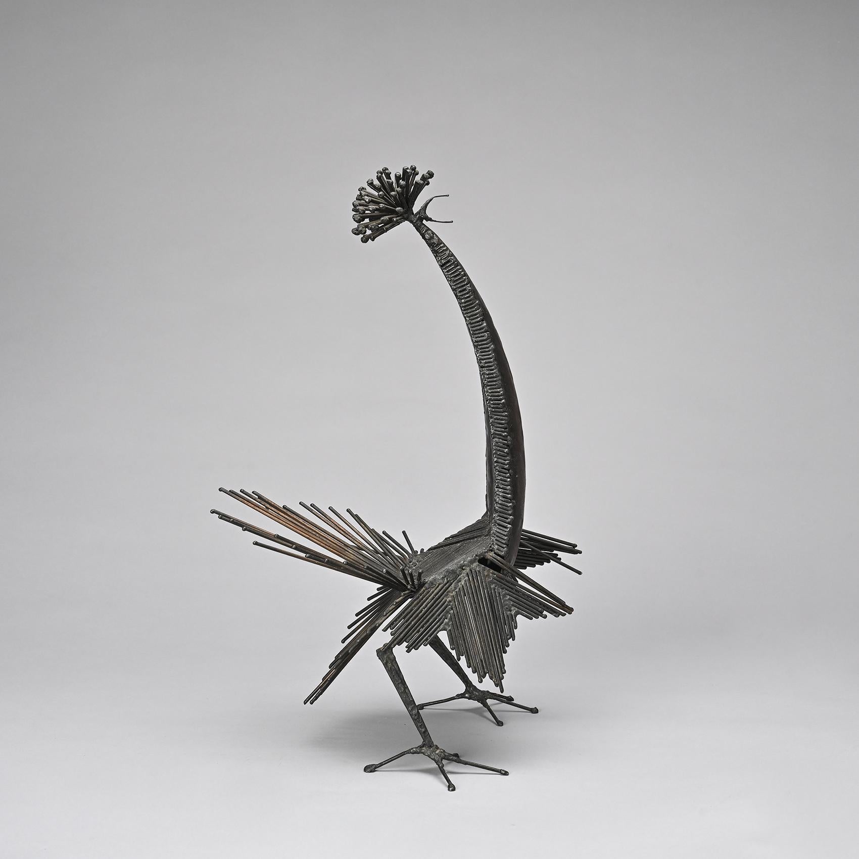 Large Sculpture of a Rooster by Michel Anasse, France circa 1960 In Fair Condition In VILLEURBANNE, FR