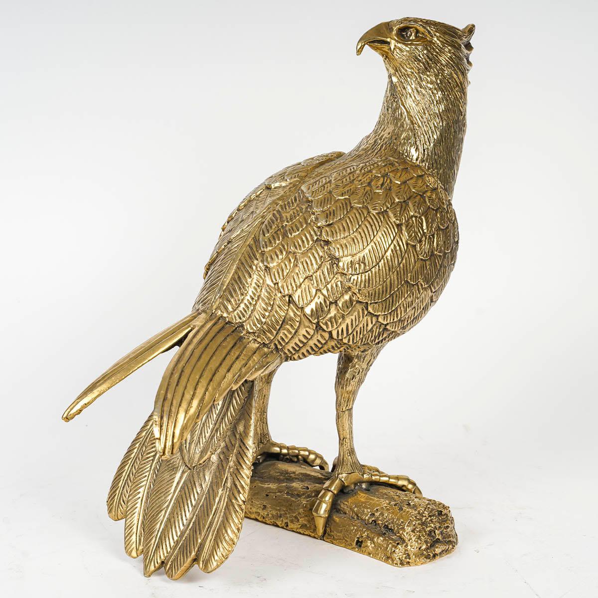 Empire Large Sculpture of an Eagle in Silver Plated Metal, 20th Century. For Sale