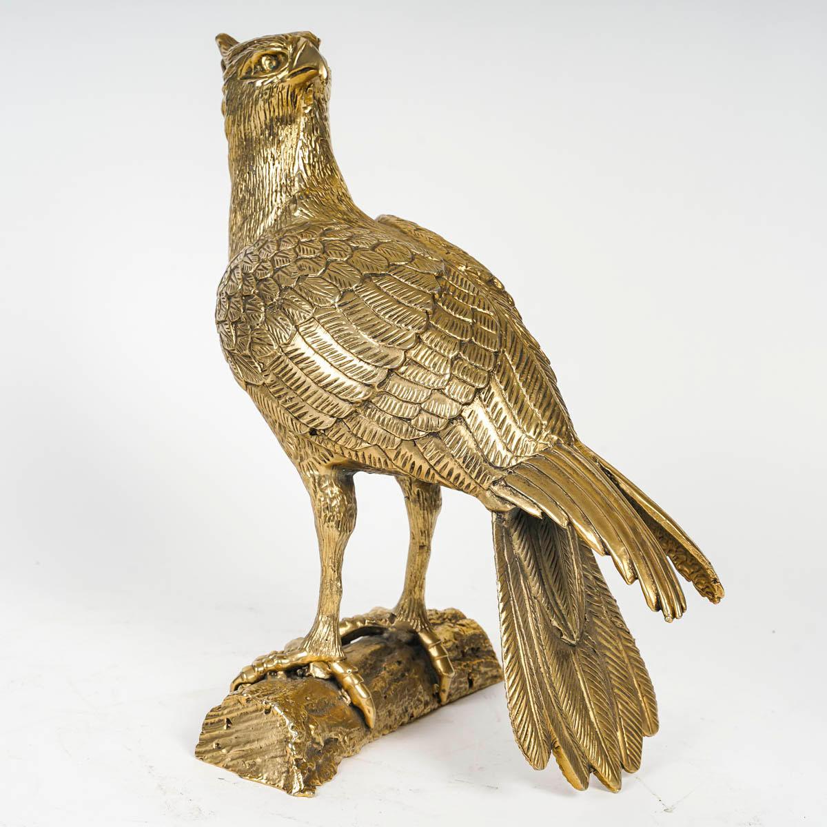 French Large Sculpture of an Eagle in Silver Plated Metal, 20th Century. For Sale