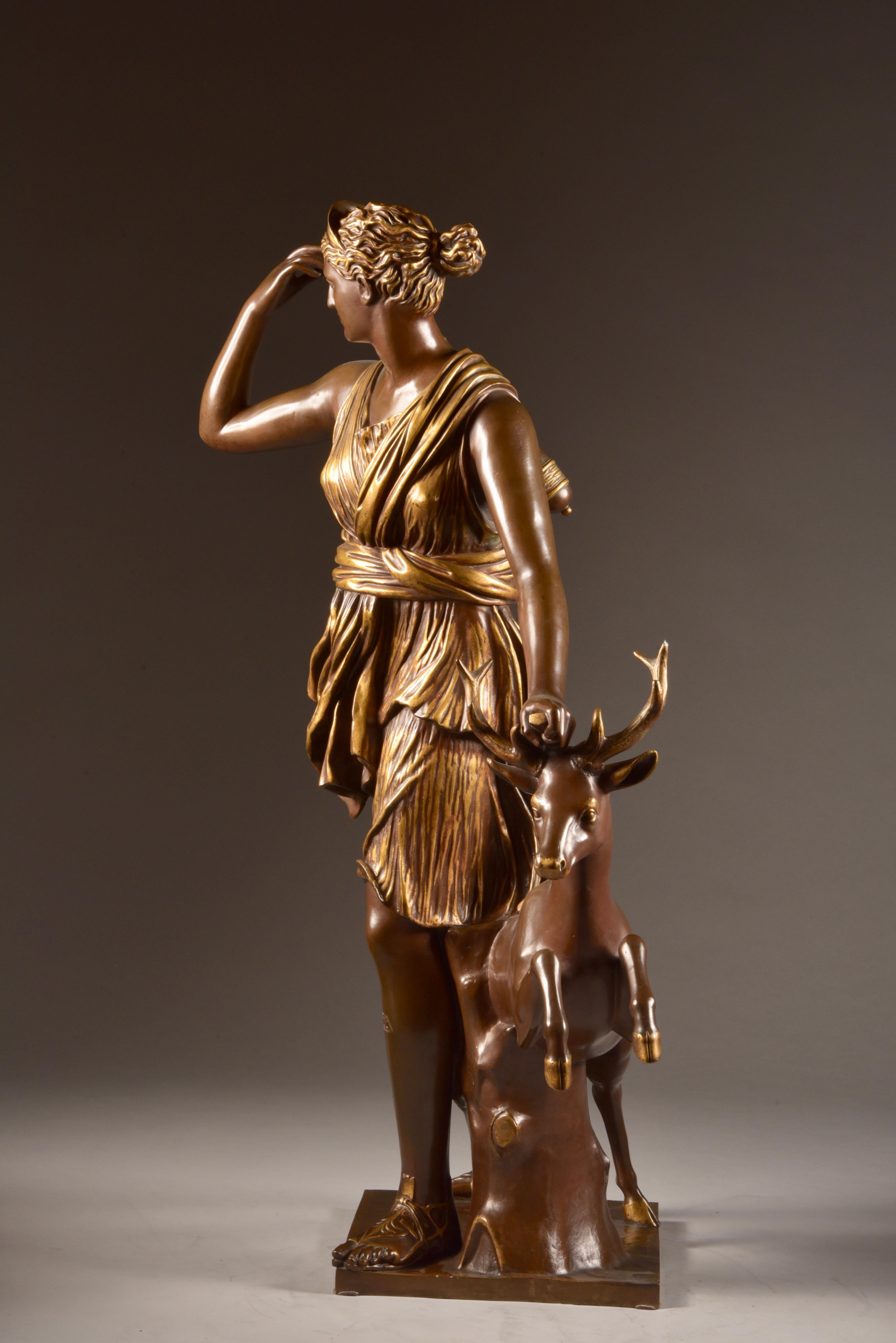 Large Sculpture of Diana the Huntress, F. Barbedienne & A. Collas, 19th Century For Sale 12