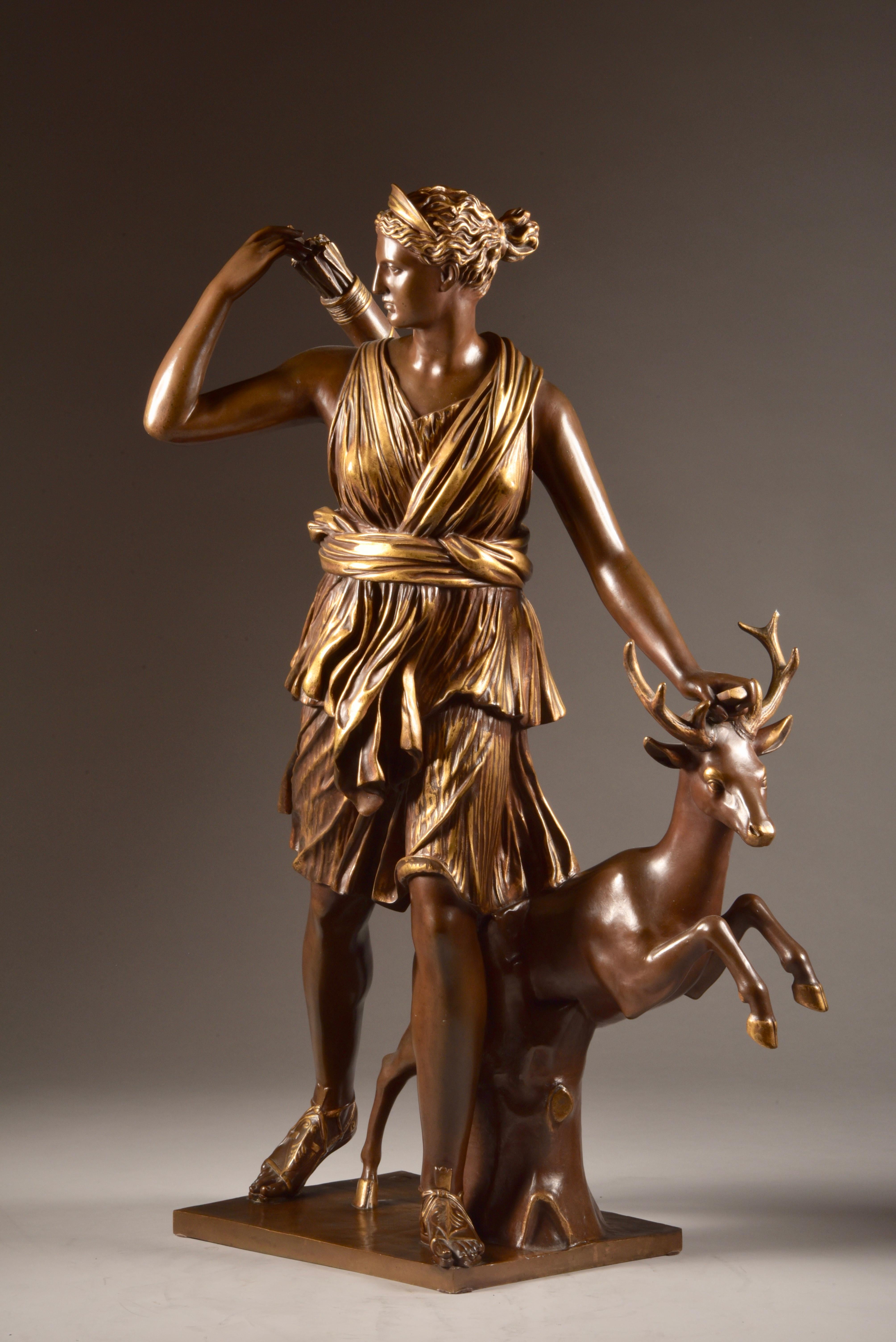 Large Sculpture of Diana the Huntress, F. Barbedienne & A. Collas, 19th Century For Sale 13