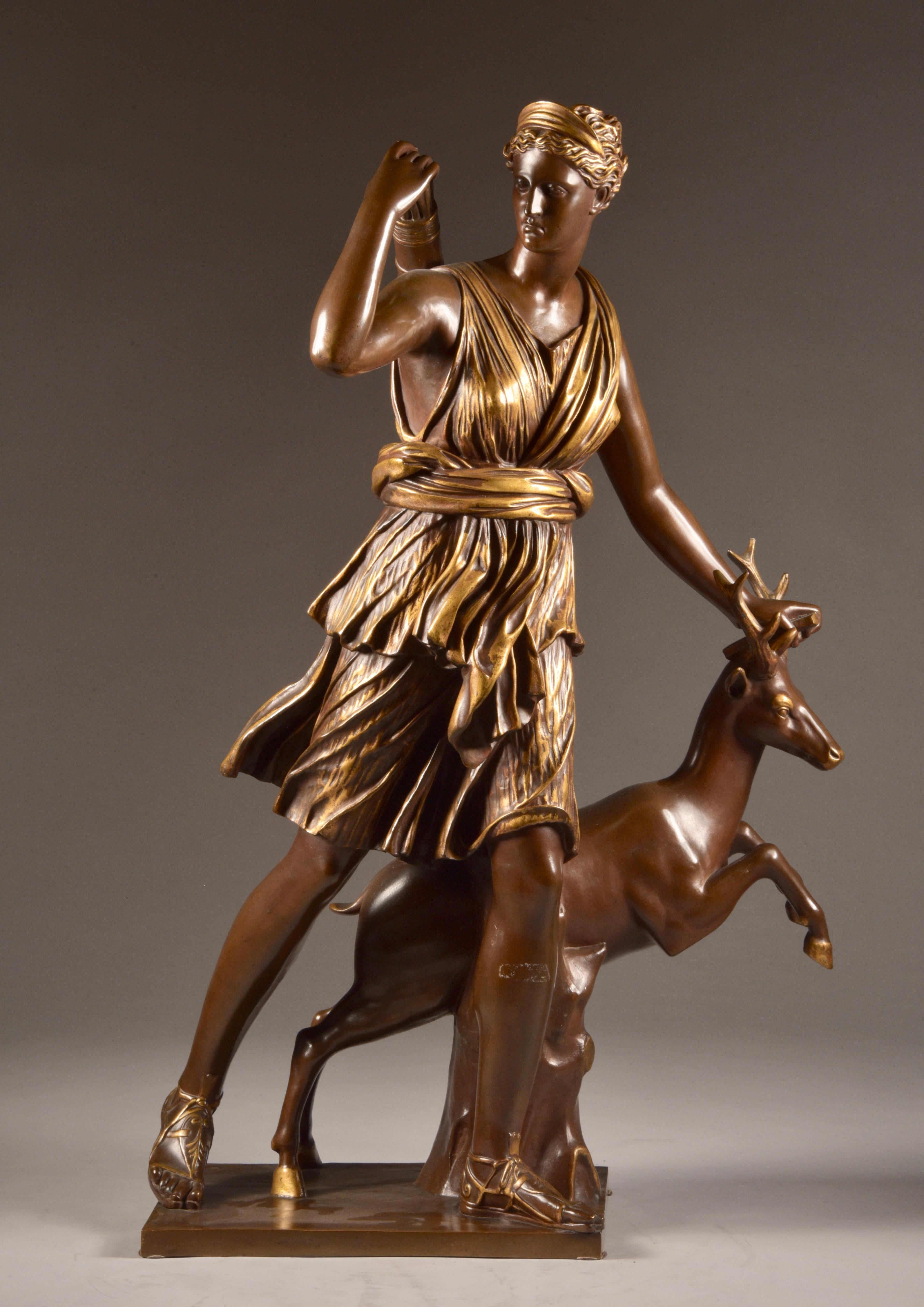 Neoclassical Large Sculpture of Diana the Huntress, F. Barbedienne & A. Collas, 19th Century For Sale