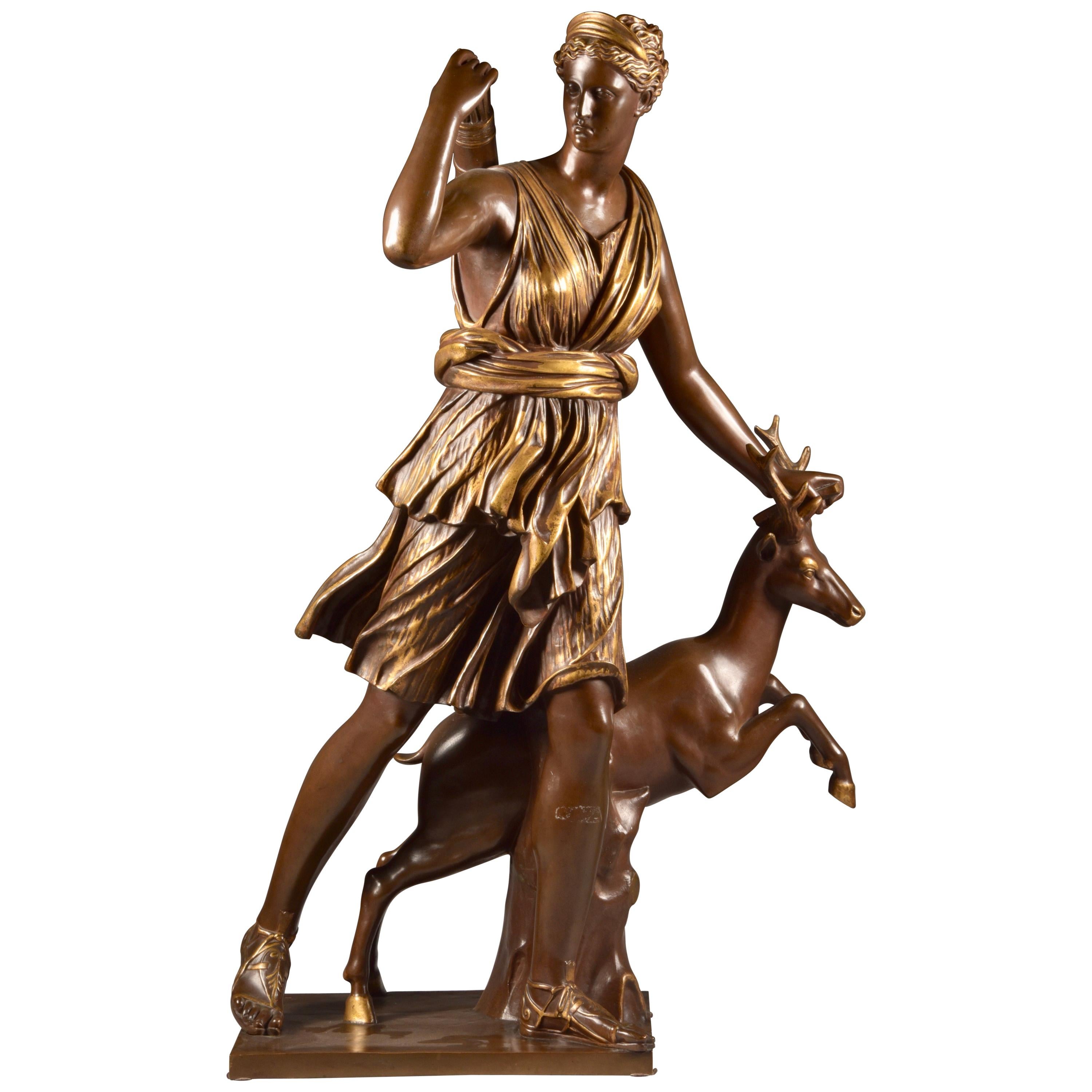 Large Sculpture of Diana the Huntress, F. Barbedienne & A. Collas, 19th Century For Sale