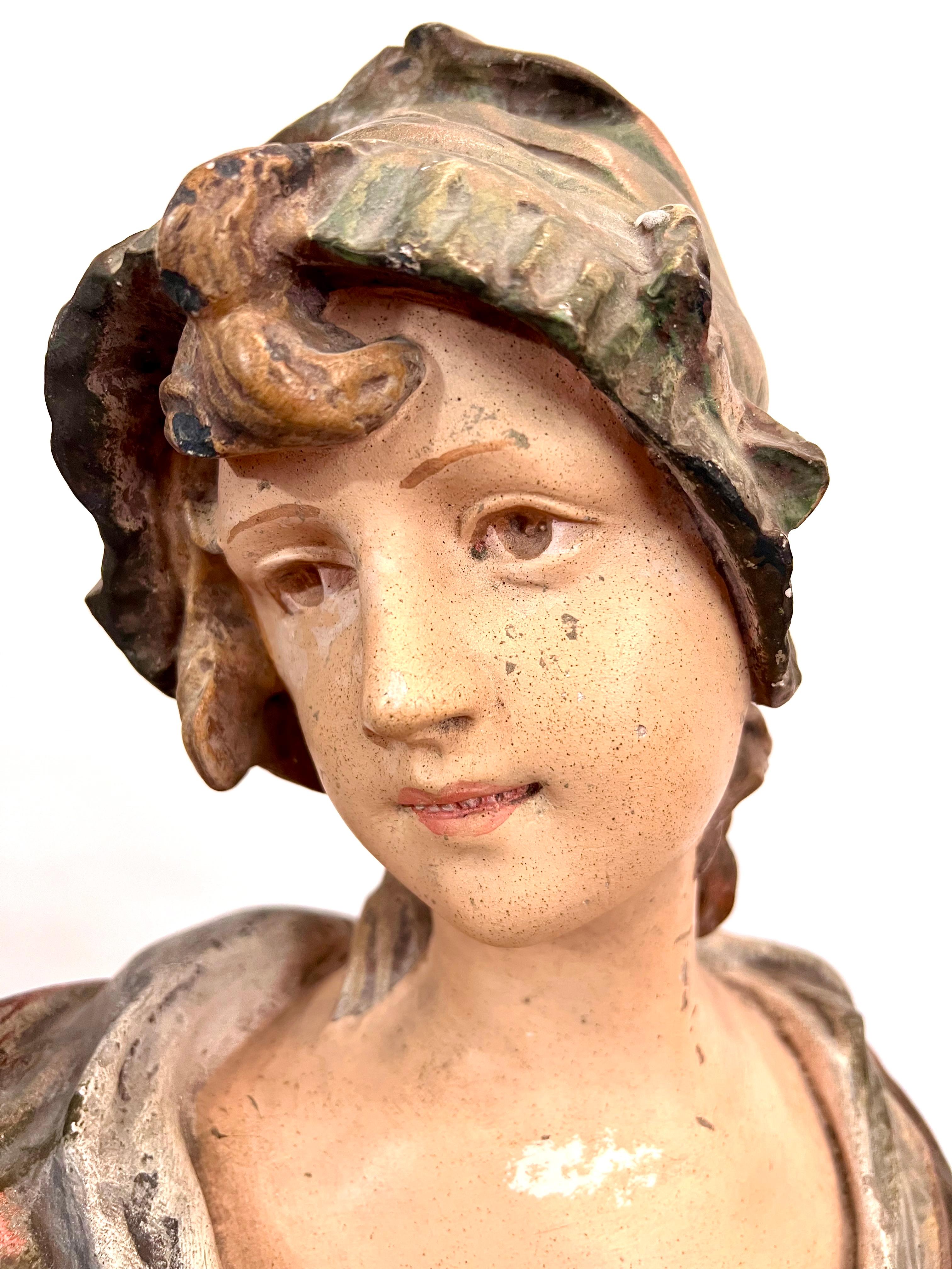 Grande sculpture Femme Buste 1900 Art Nouveau en vente 4