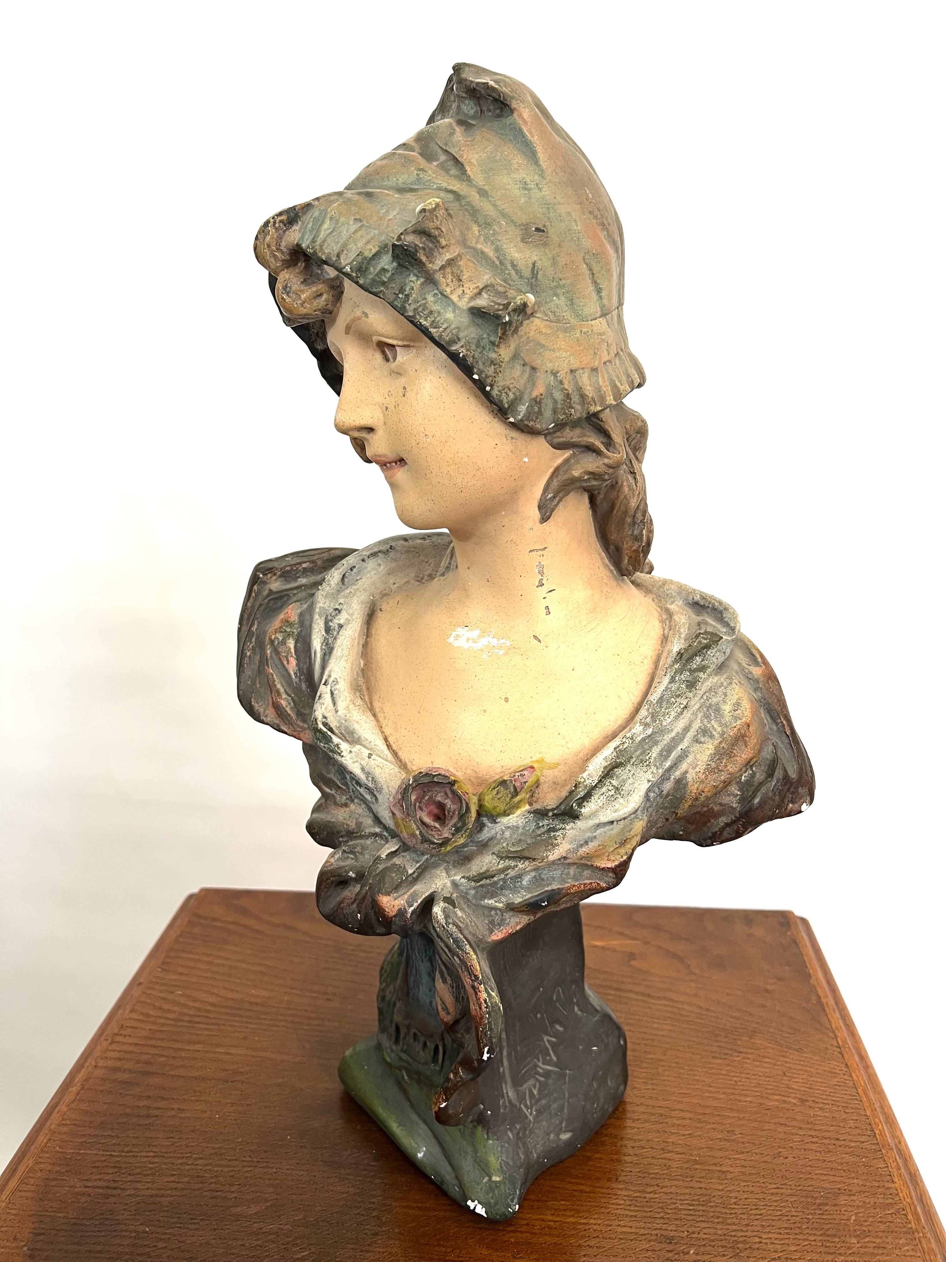 Grande sculpture Femme Buste 1900 Art Nouveau Bon état - En vente à LA FERTÉ-SOUS-JOUARRE, FR