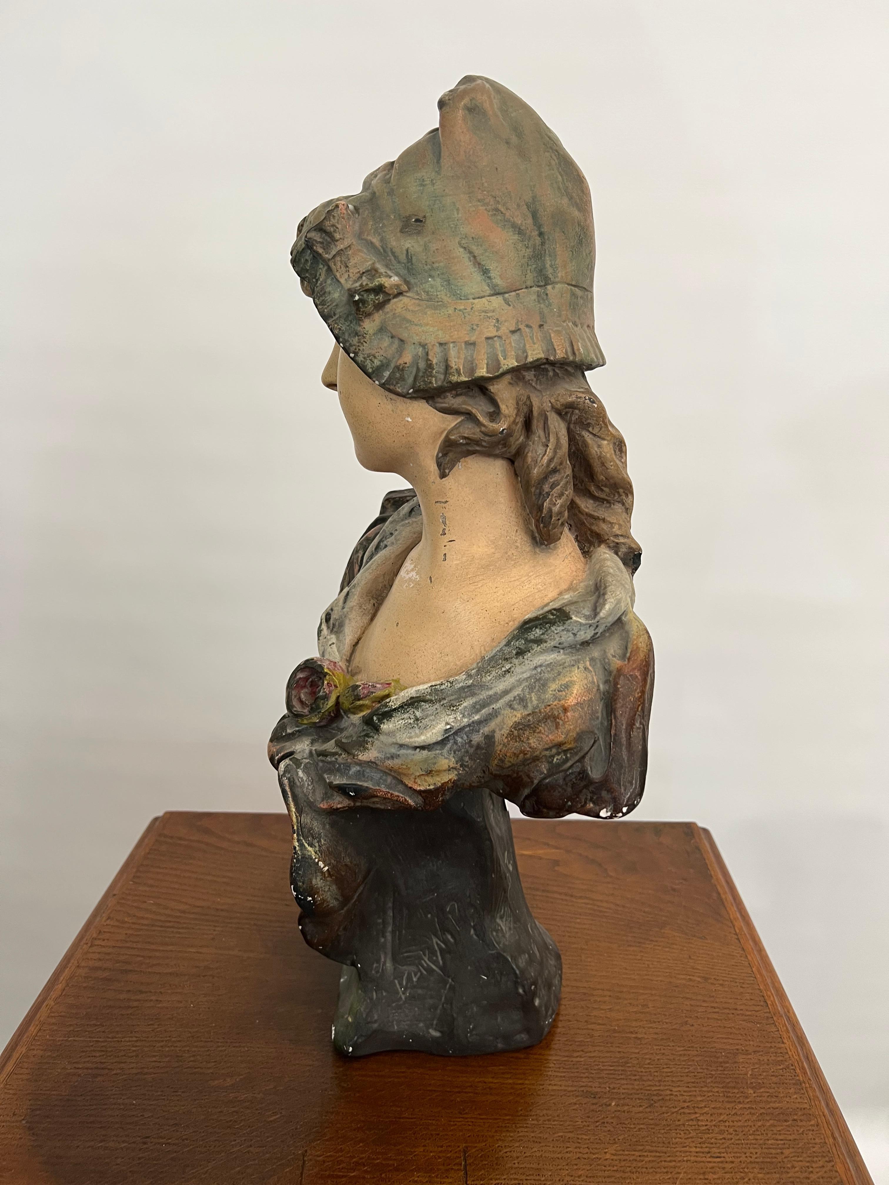 20ième siècle Grande sculpture Femme Buste 1900 Art Nouveau en vente