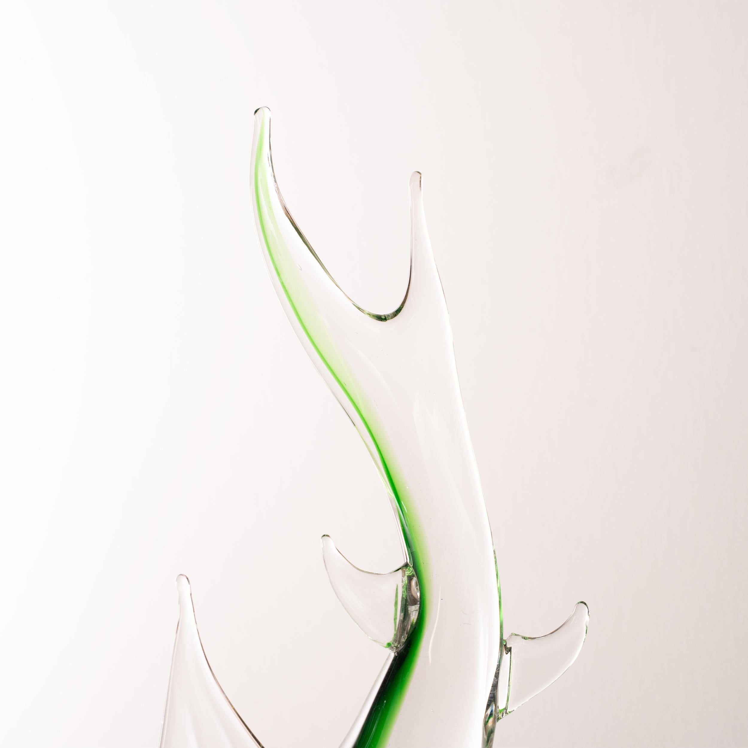 Große Skulptur Jahrgang Murano Glas grün Schwertfisch künstlerischen Italien auf Lager (20. Jahrhundert) im Angebot
