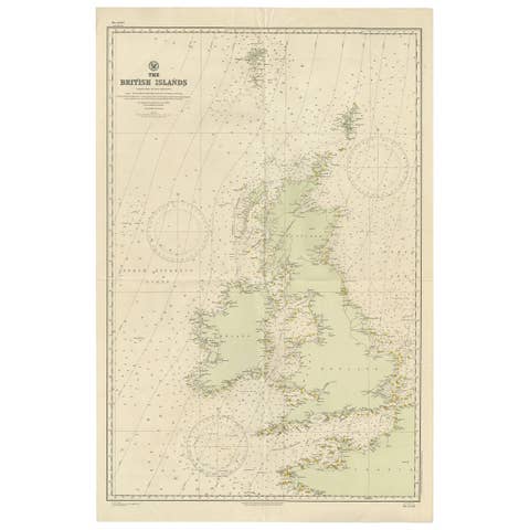 Large Sea Chart of the British Islands, 1918