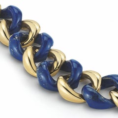 Large Seaman Schepps Lapis Gold Link Bracelet