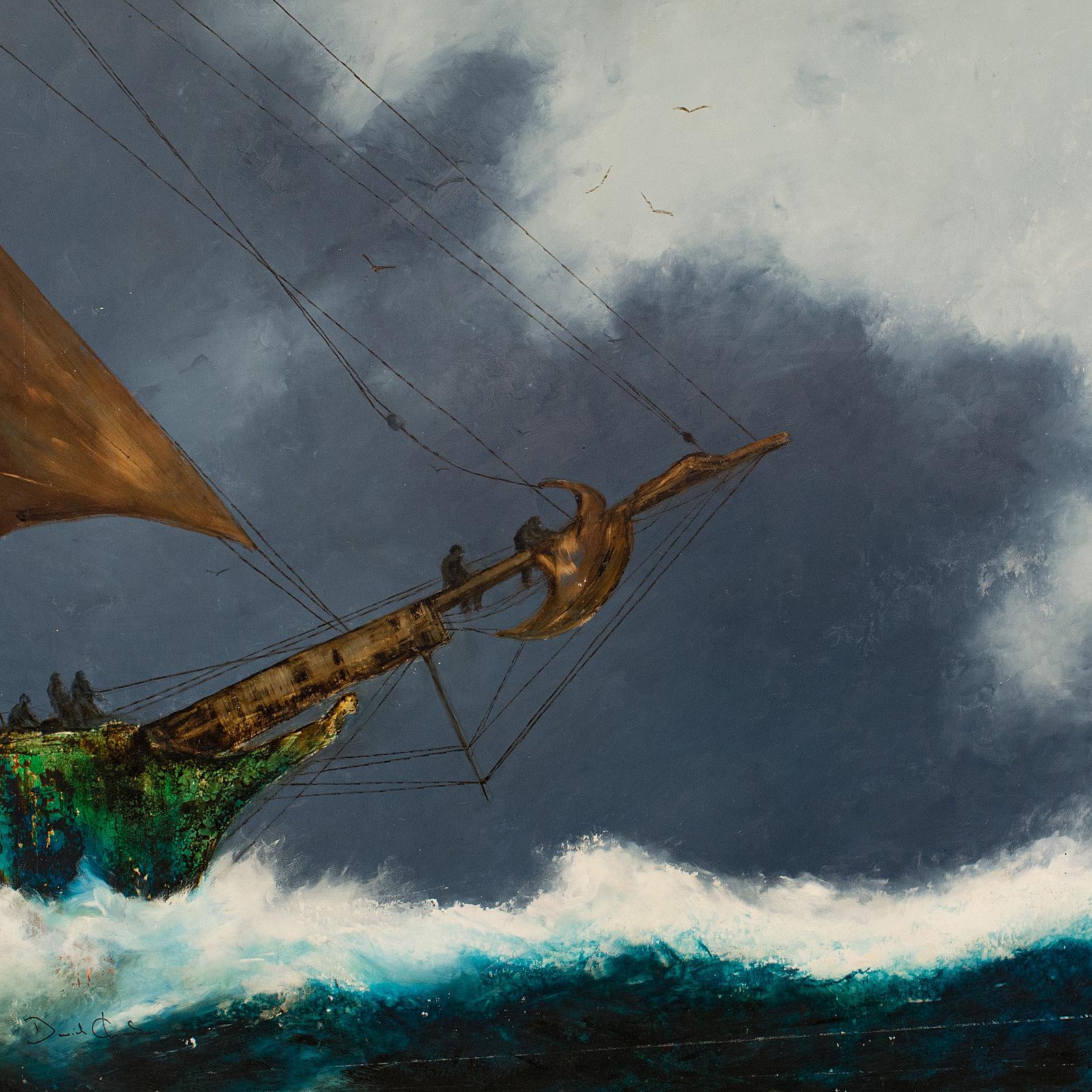 English Large Seascape Oil Painting, Vintage Sail Boat, Marine, Art, Original