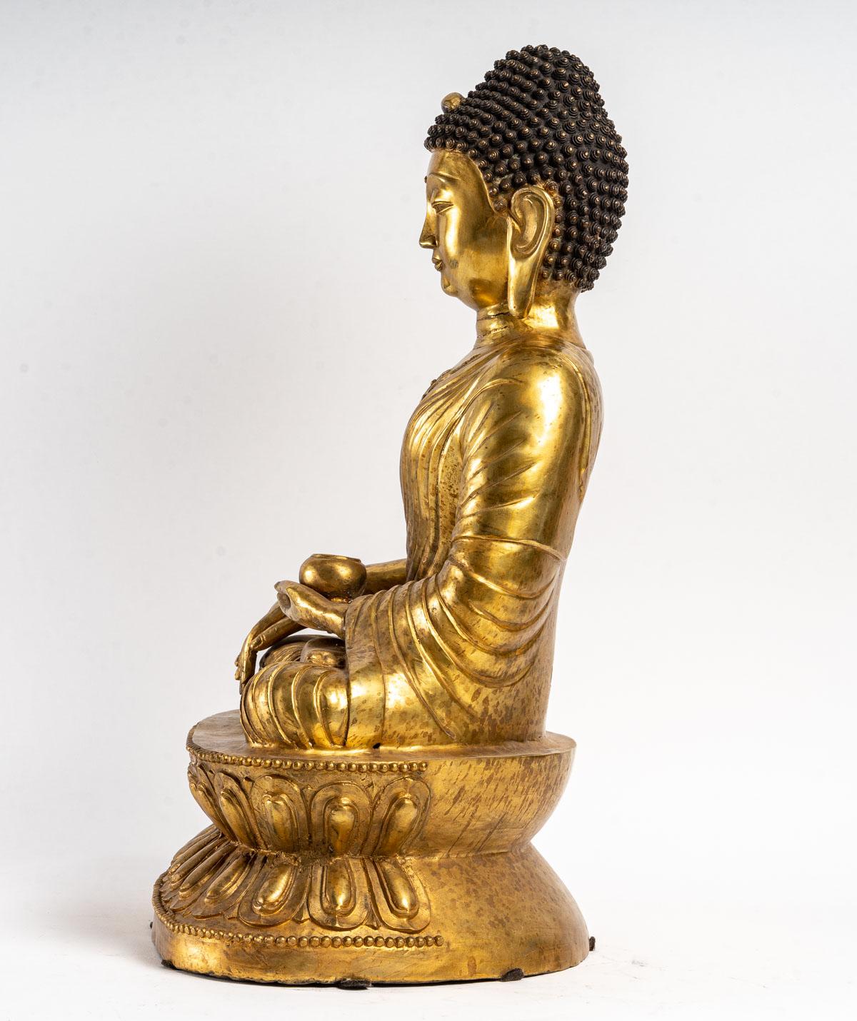 Large Seated Buddha on a Stylized Lotus Base 2