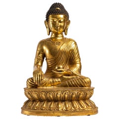 Large Seated Buddha on a Stylized Lotus Base