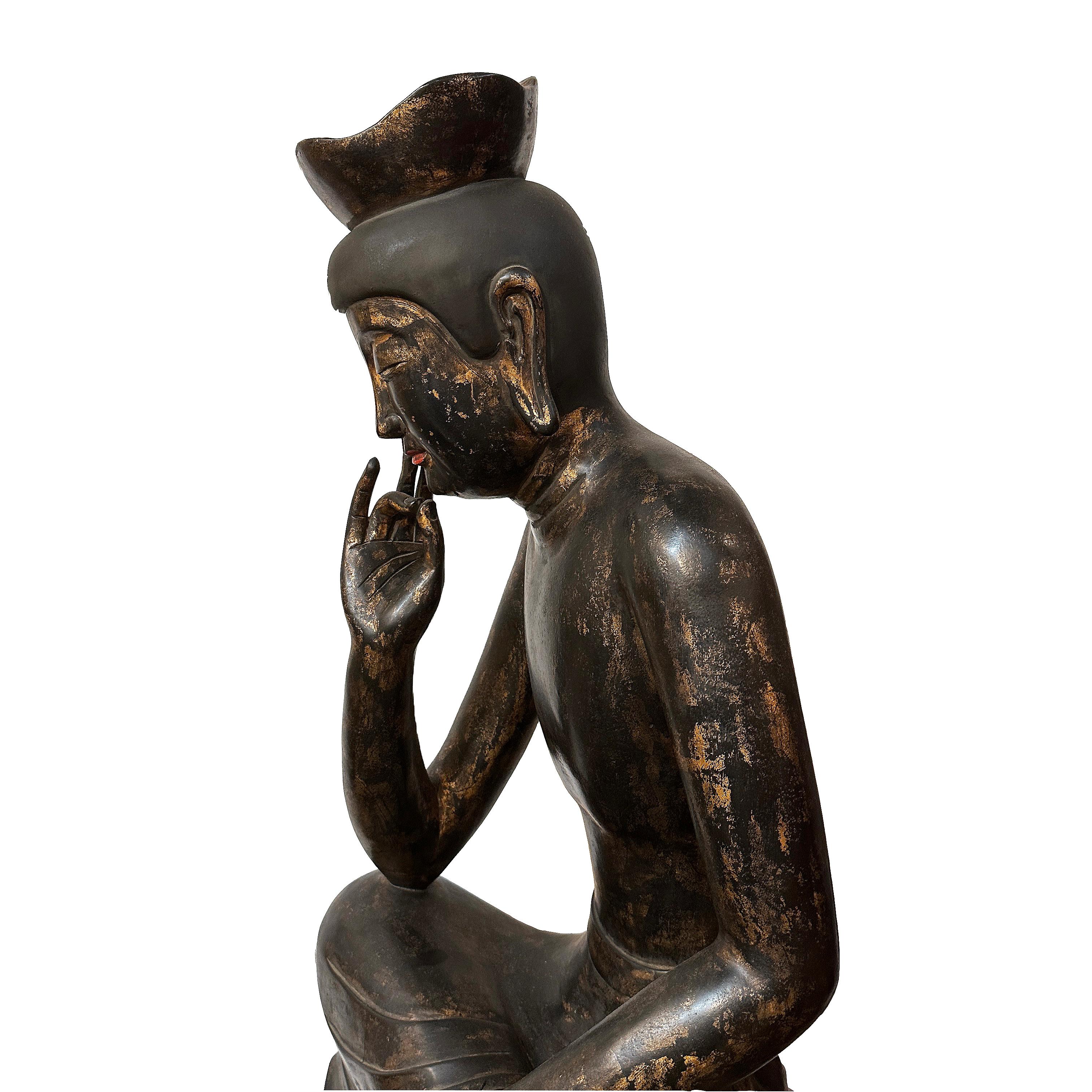 Großer sitzender Maitreya, lackierter Wowod, 20. Jahrhundert (Japanisch) im Angebot