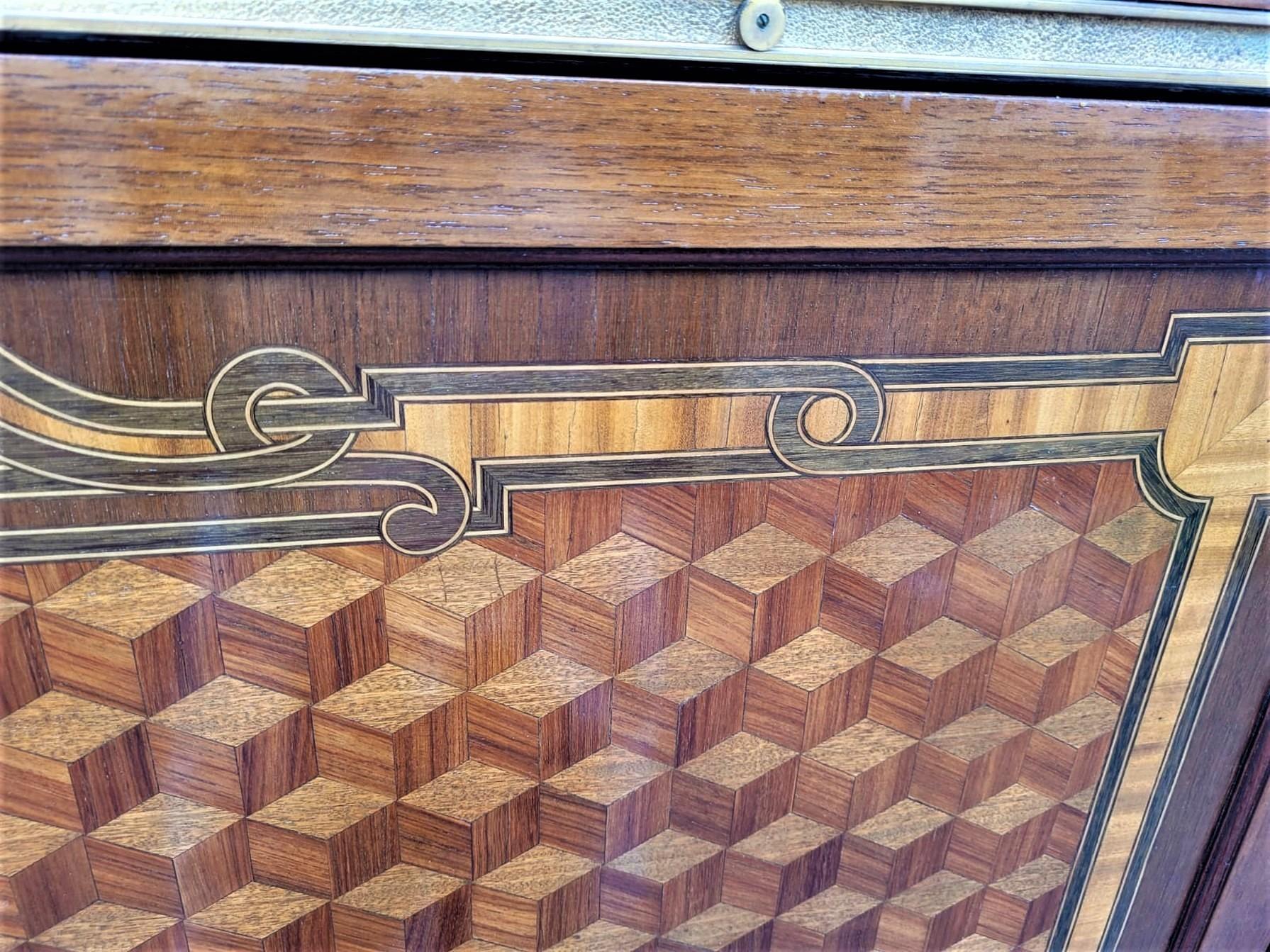 Large Secretaire With Flap In Marquetry, Late 19th Century For Sale 11