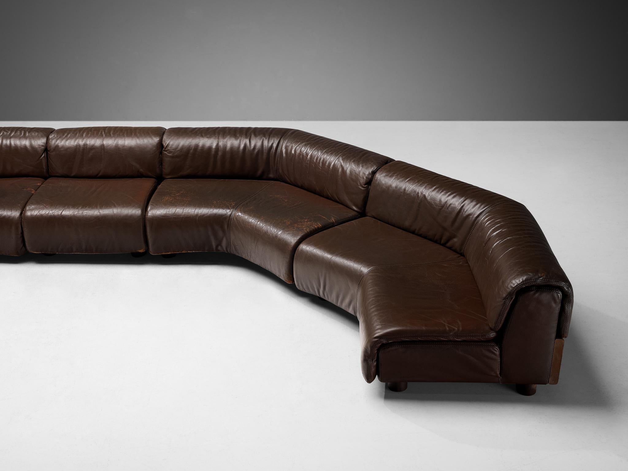 Large Sectional Sofa in Brown Leather For Sale at 1stDibs brown