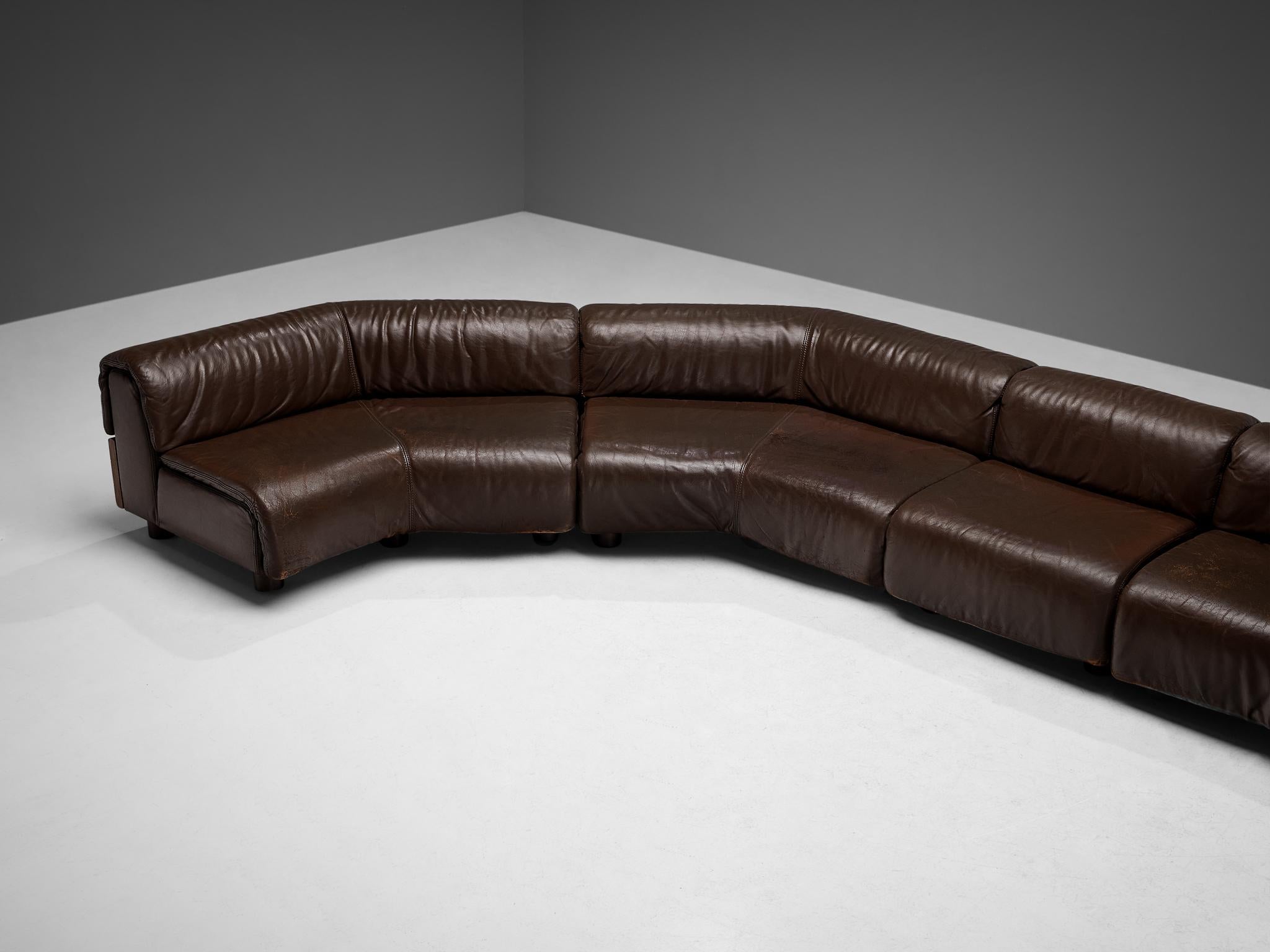 Large Sectional Sofa in Brown Leather For Sale at 1stDibs brown