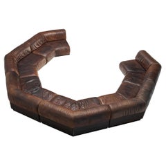 Large Sectional Sofa in Brown Leather