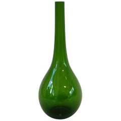 Large Seda Swedish Glass Green Bottle Vase
