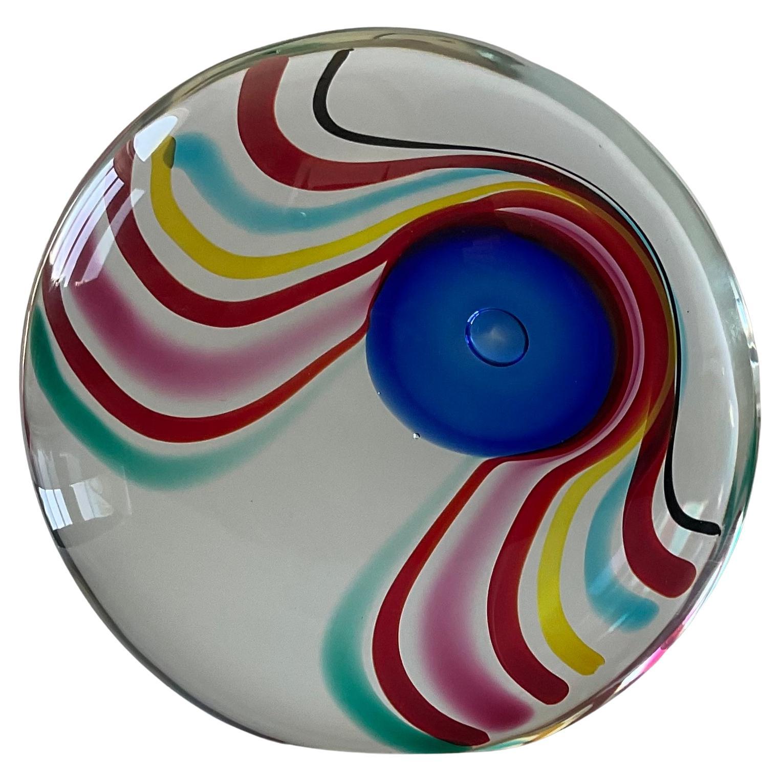 Large Seguso Arte Vetro Signed Striped Murano Glass Abstract Sculpture Heavy For Sale