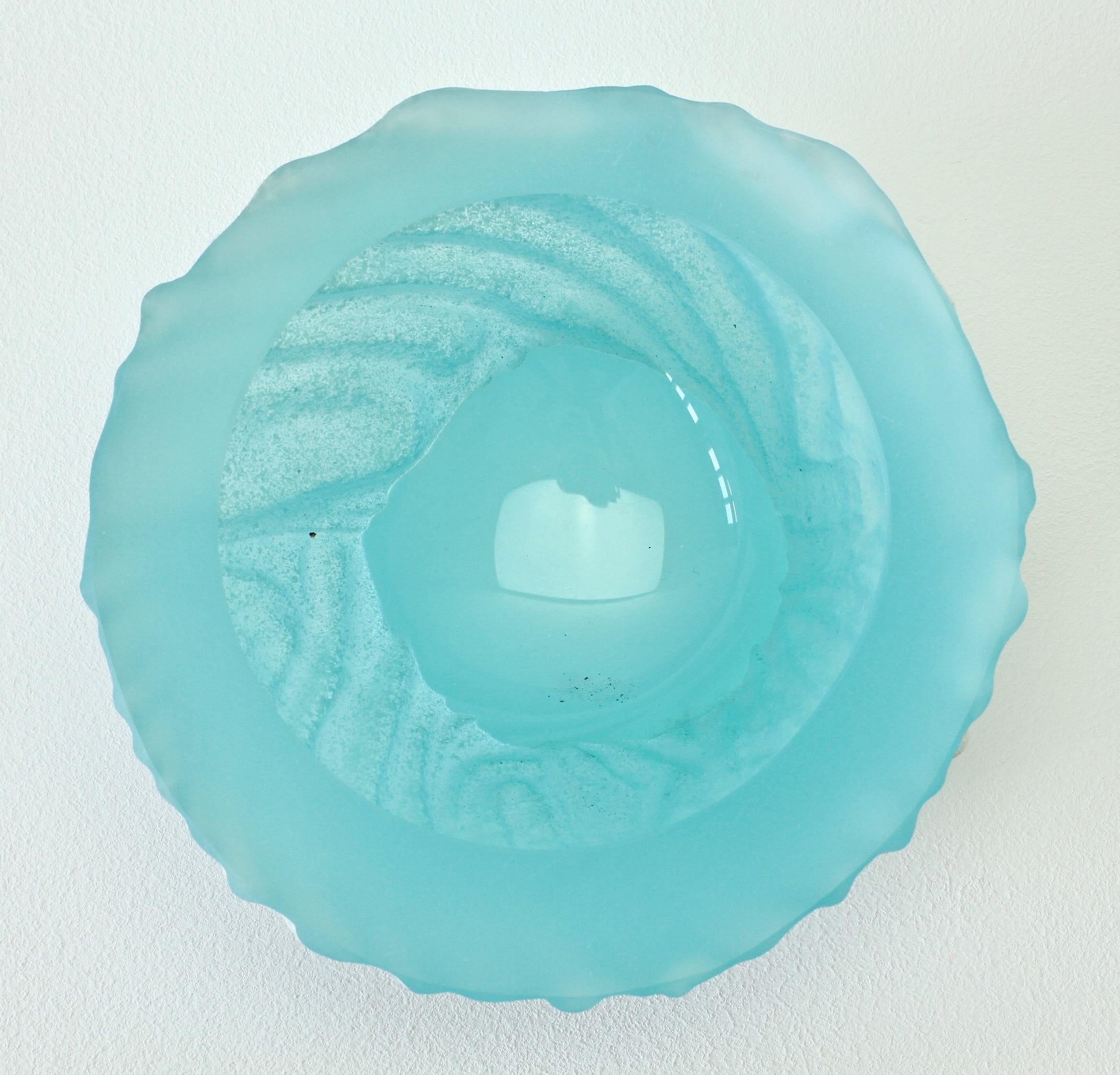 Blown Glass Large Seguso Blue 'a Scavo' Murano Glass Bowl Attributed to Maurizio Albarelli