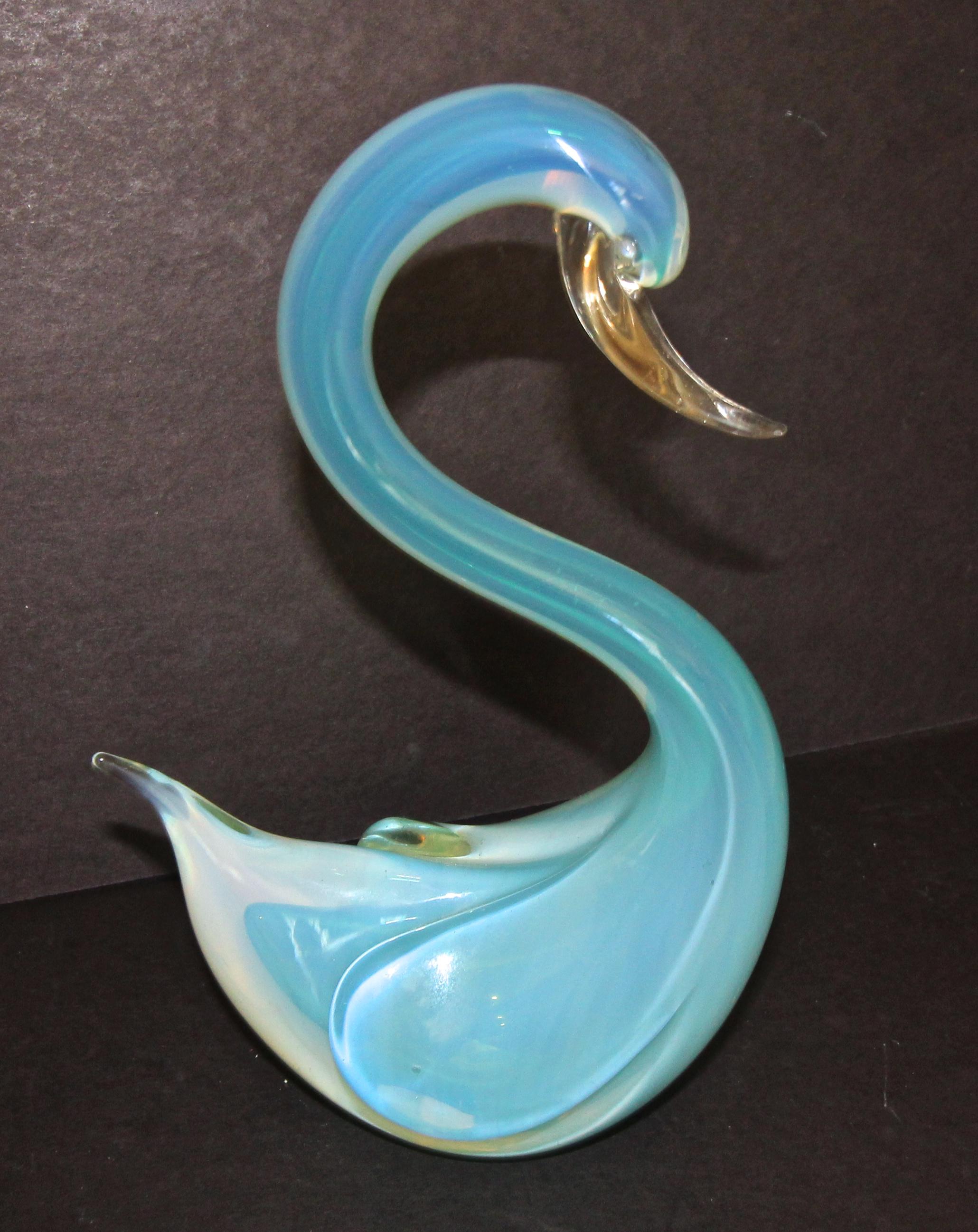 Large Seguso Murano, Aqua Blue Swan Figurine 8